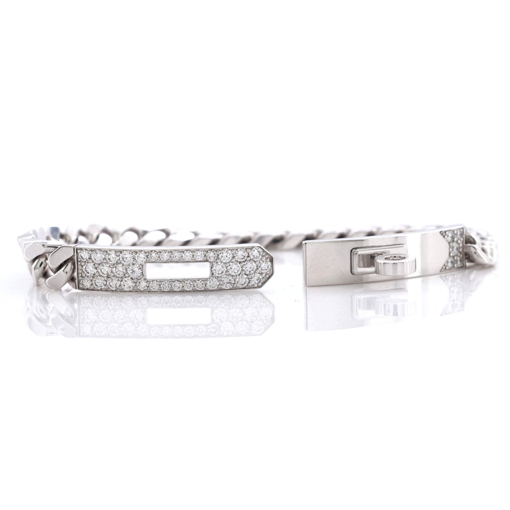Kelly Gourmette Bracelet 18K White Gold and Pave Diamonds Extra Small