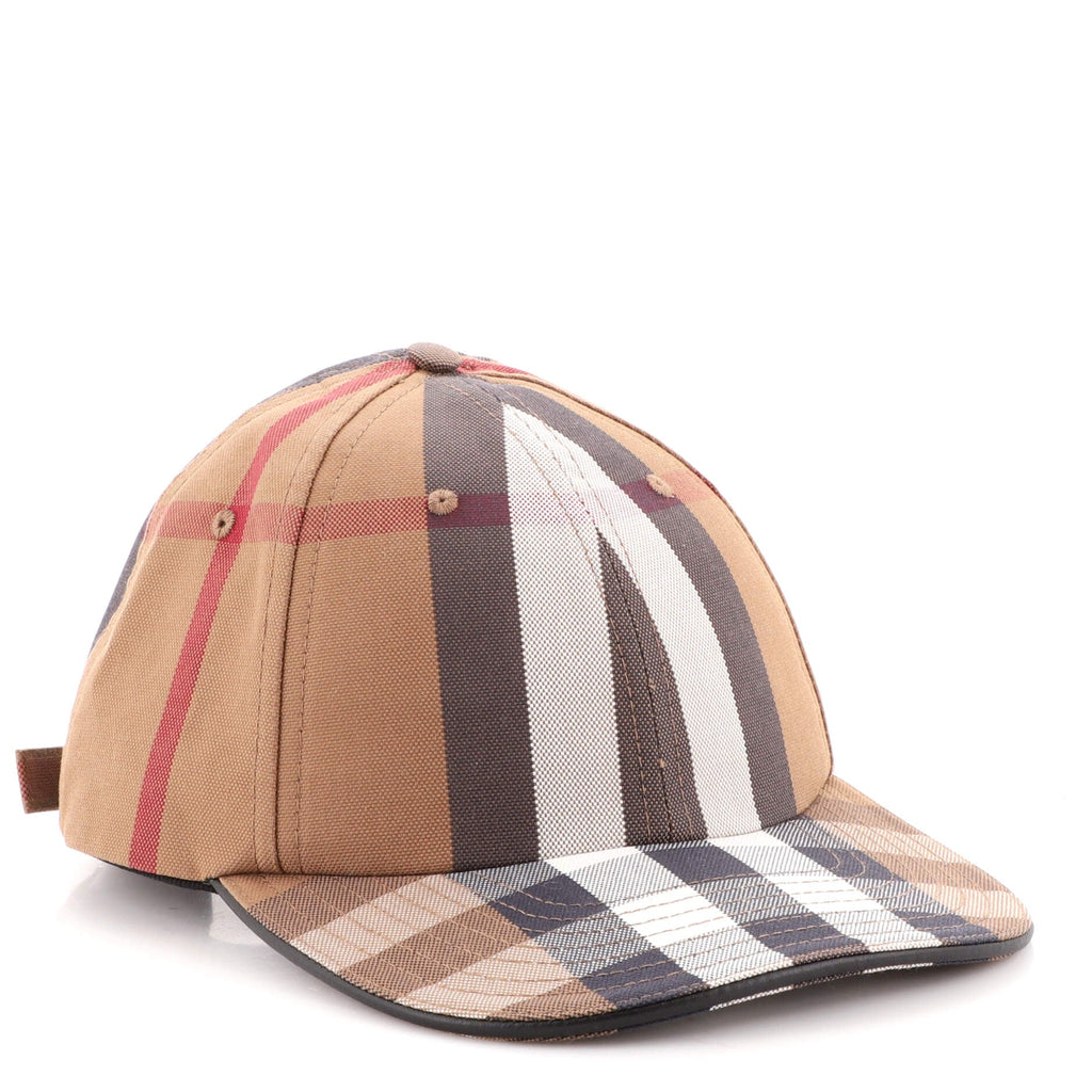 Logo Detail Baseball Cap Exaggerated Check Cotton