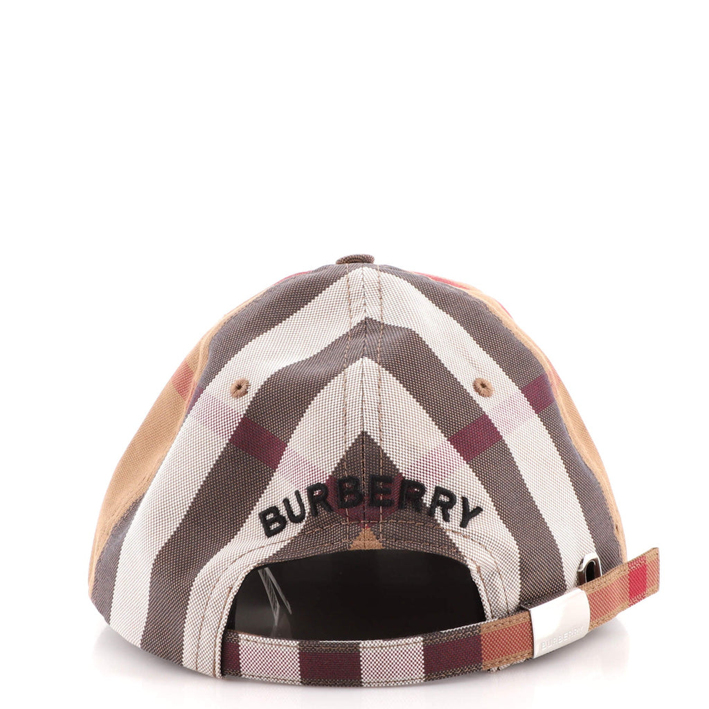 Logo Detail Baseball Cap Exaggerated Check Cotton