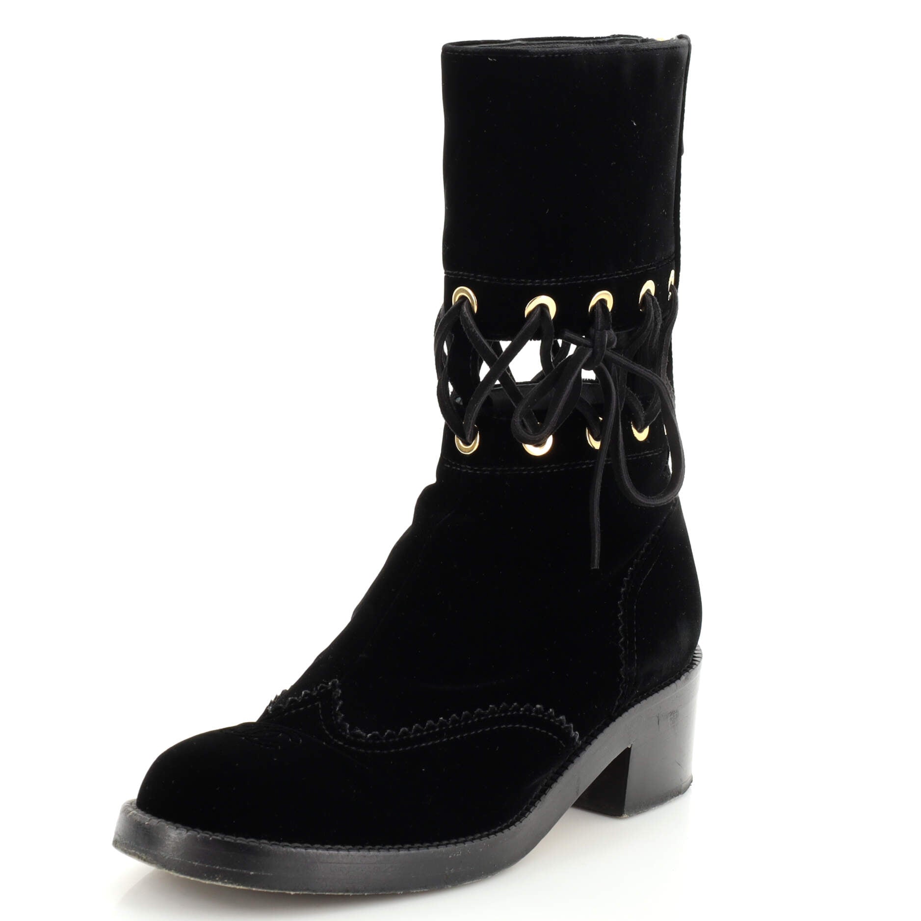 Women’s Cut Out Moto Boots Velvet