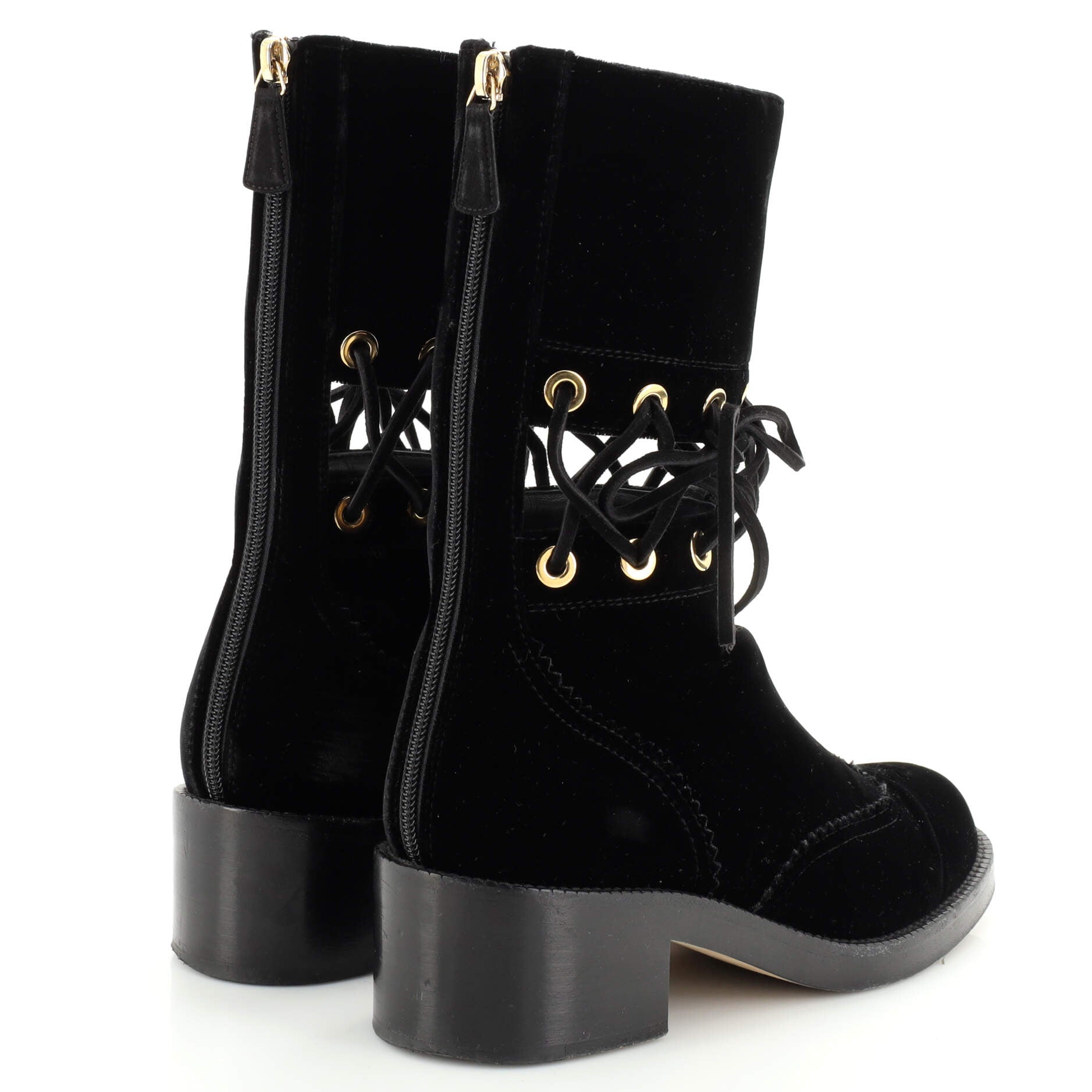Women’s Cut Out Moto Boots Velvet