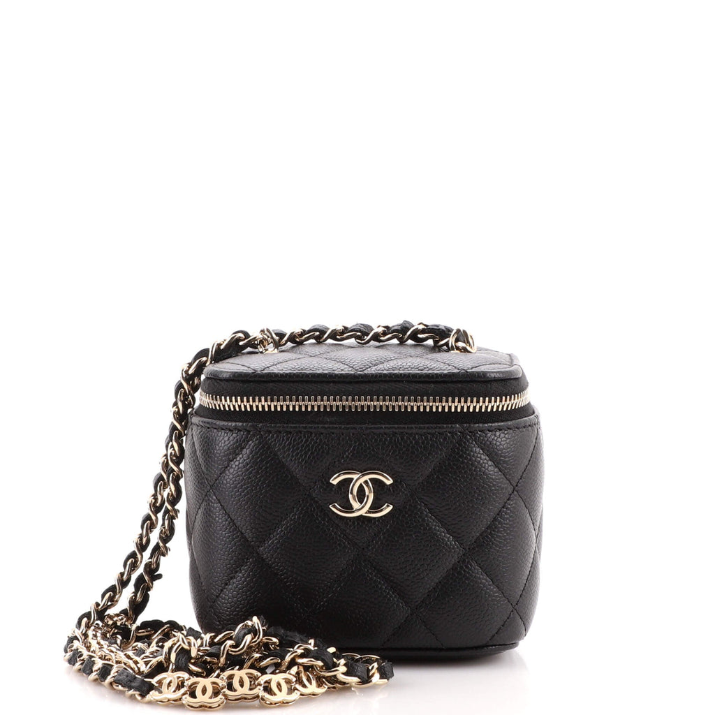 Classic Vanity Case with Chain Quilted Caviar Mini