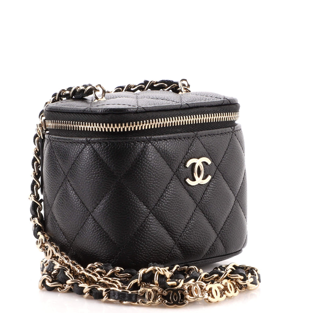 Classic Vanity Case with Chain Quilted Caviar Mini