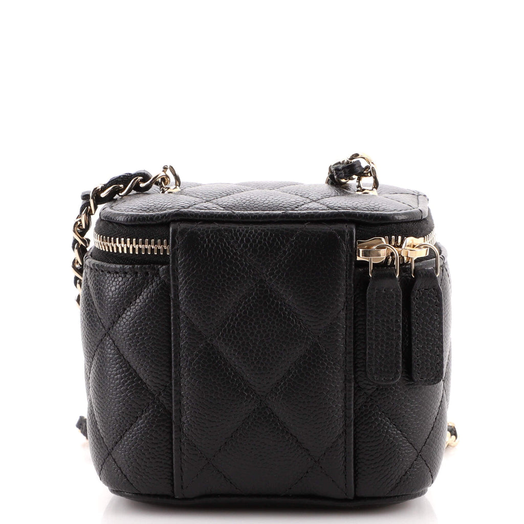 Classic Vanity Case with Chain Quilted Caviar Mini