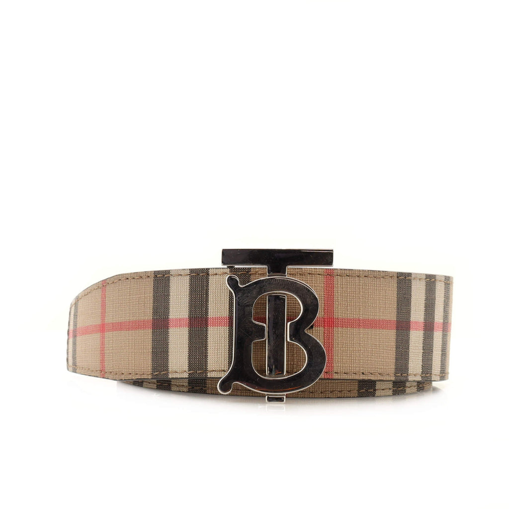 TB Reversible Belt Vintage Check Coated Canvas and Leather Wide 105