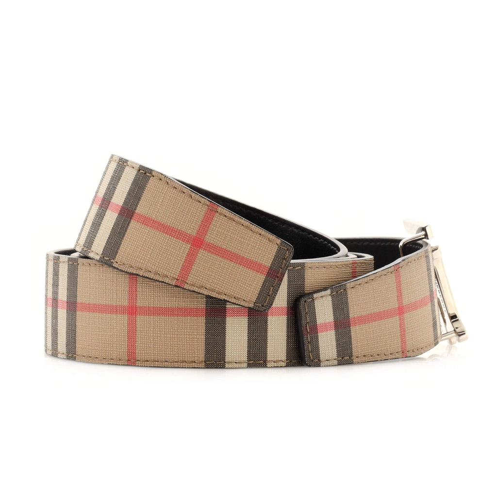TB Reversible Belt Vintage Check Coated Canvas and Leather Wide 105