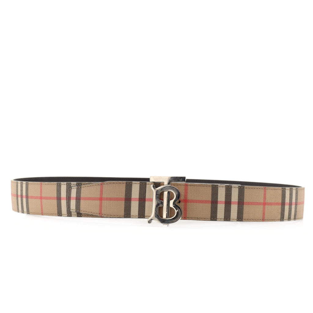 TB Reversible Belt Vintage Check Coated Canvas and Leather Wide 105