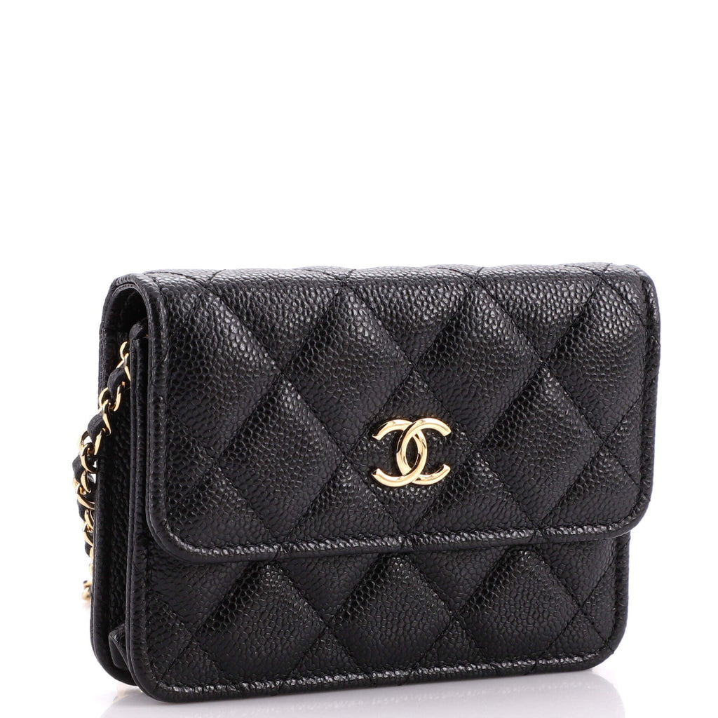 Miss Coco Strap Flap Clutch with Chain Quilted Caviar Mini