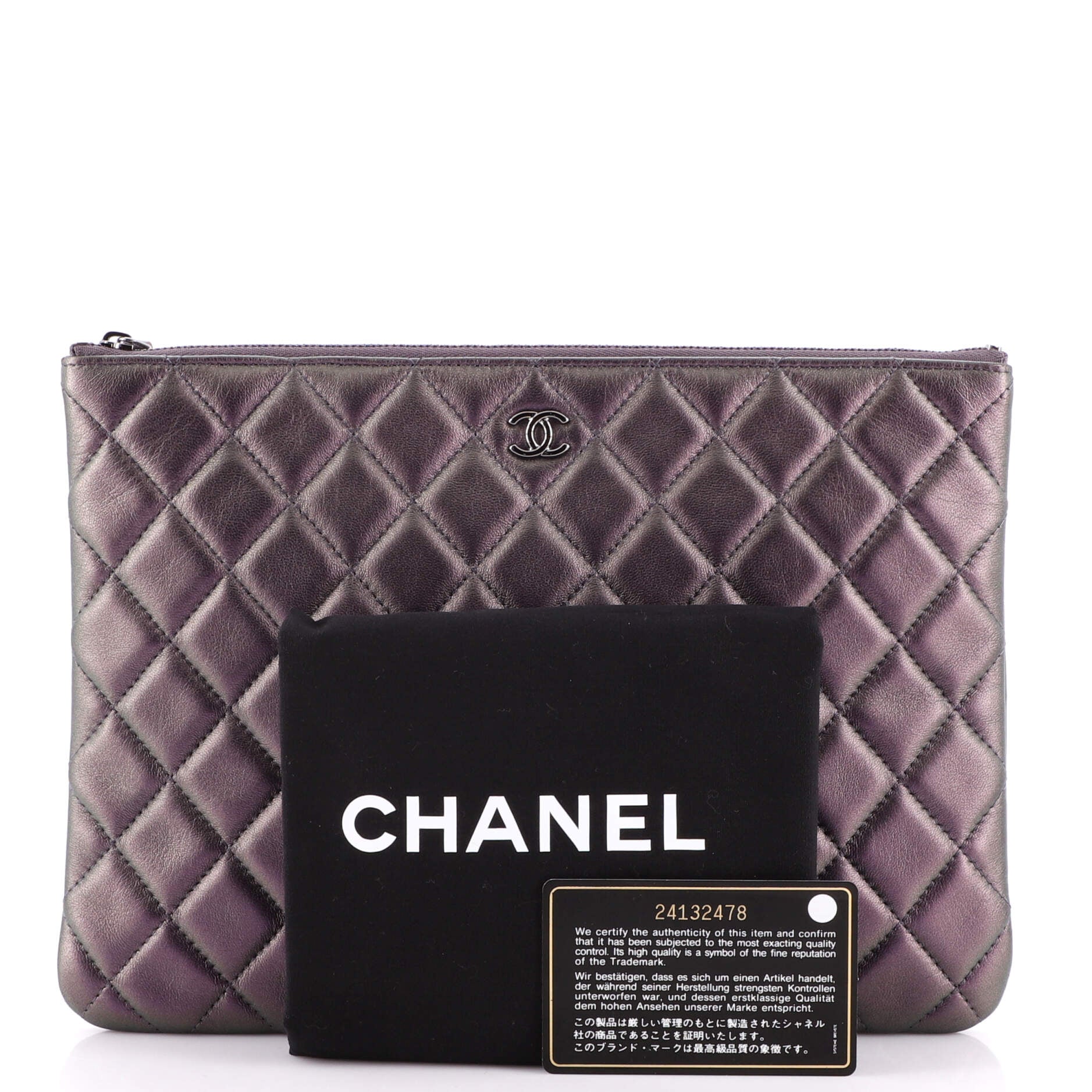 O Case Clutch Quilted Iridescent Lambskin Medium