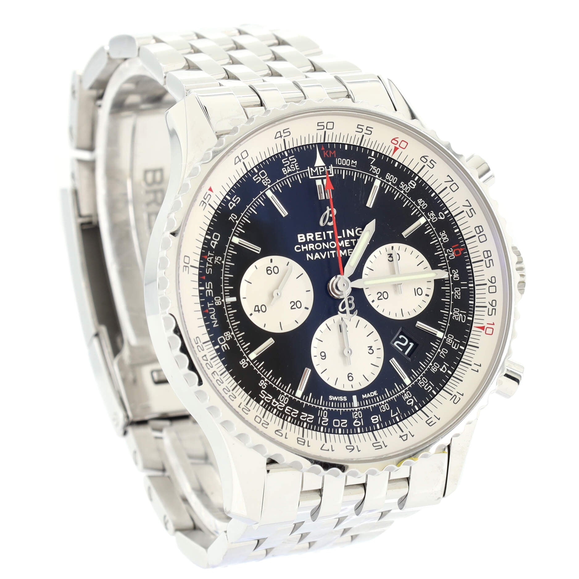 Navitimer B01 Chronograph Automatic Watch Stainless Steel and Leather 46