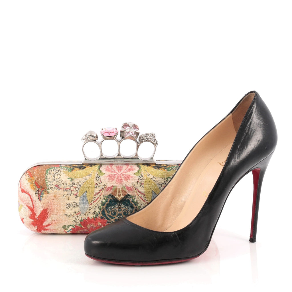 Knuckle Box Clutch Printed Canvas Long