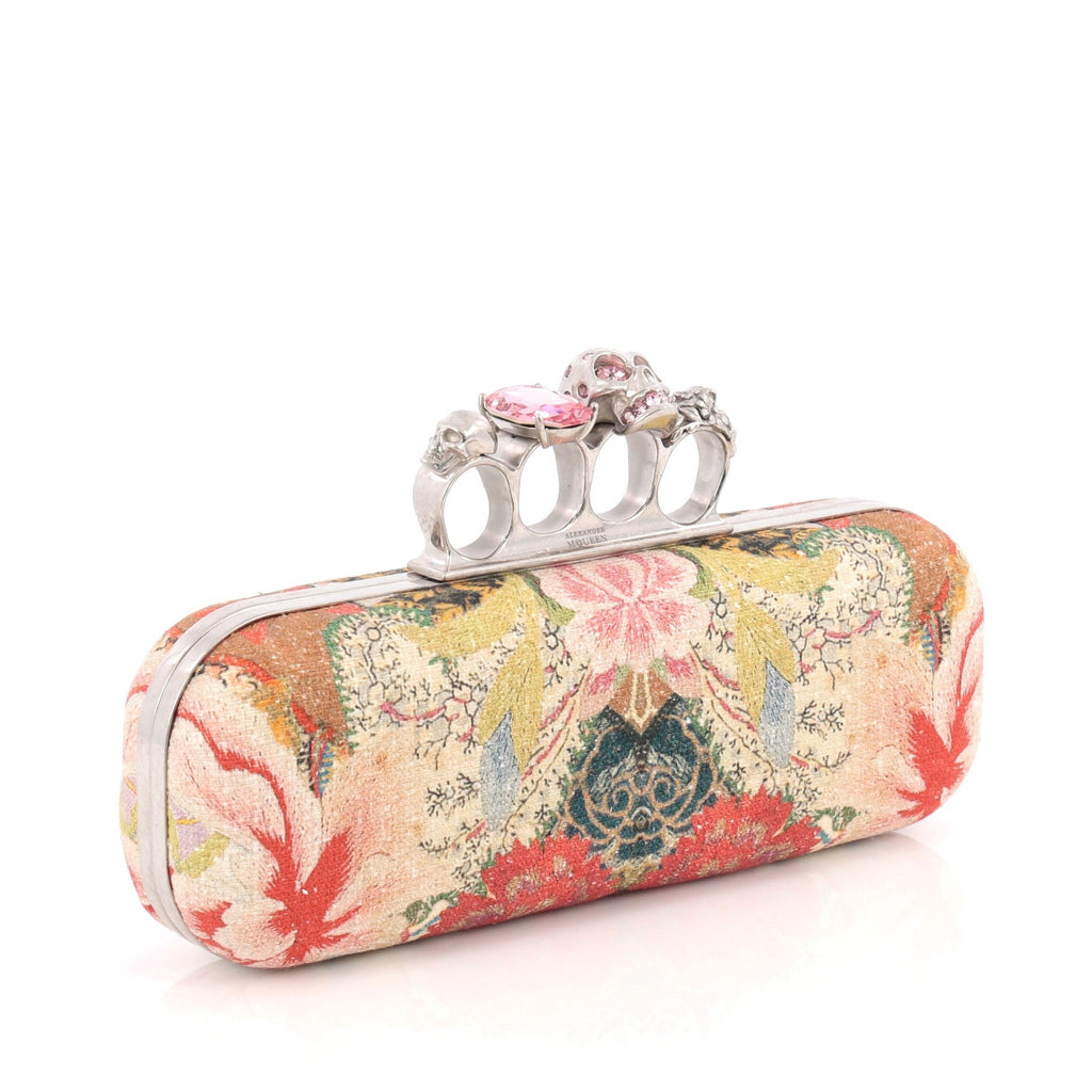 Knuckle Box Clutch Printed Canvas Long