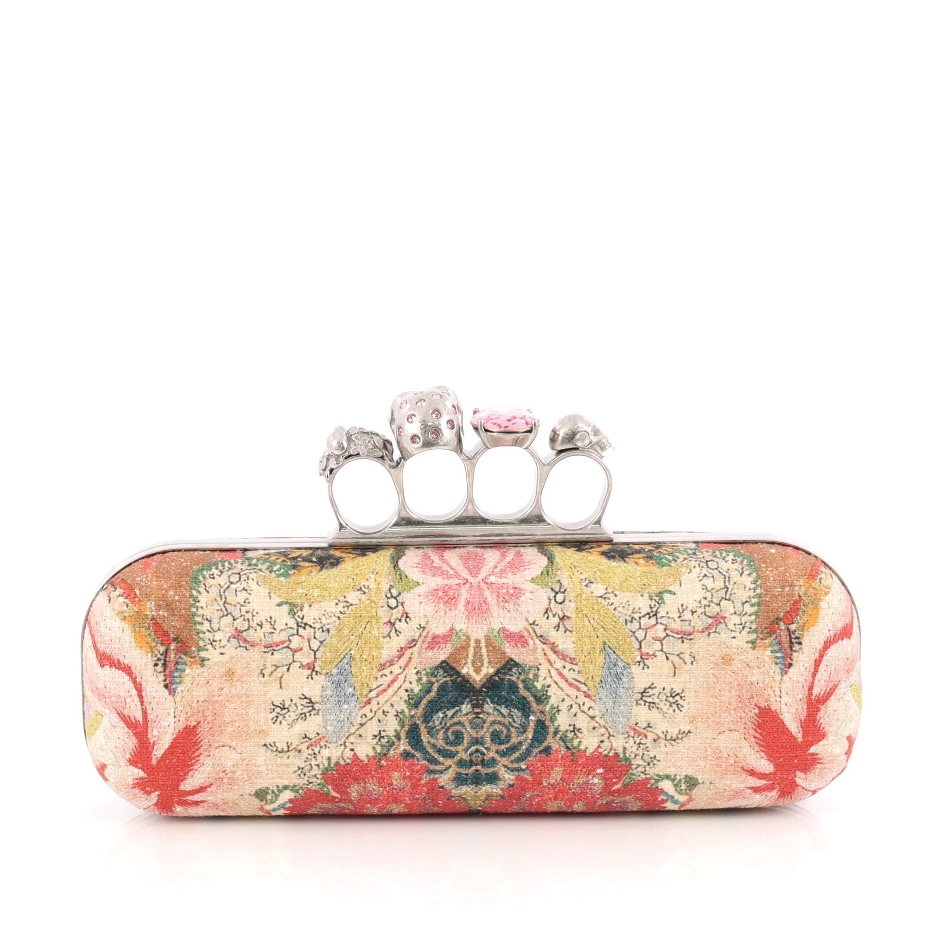 Knuckle Box Clutch Printed Canvas Long