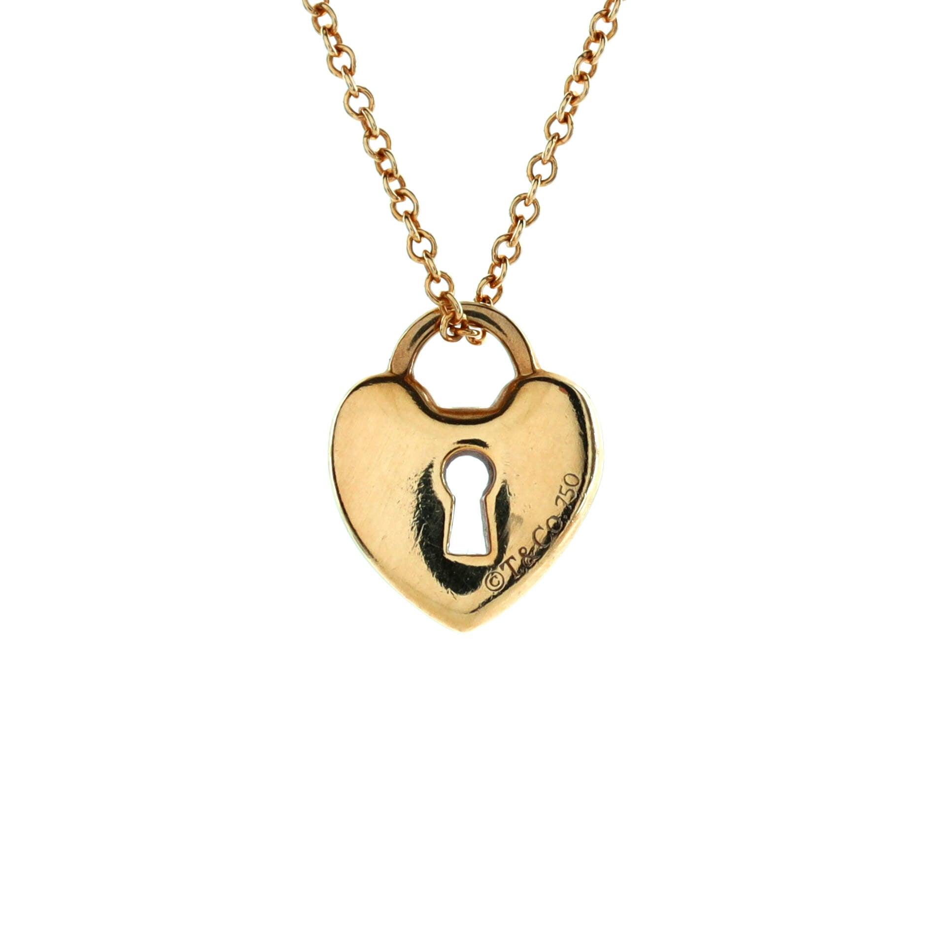 Heart Lock Pendant Necklace 18K Yellow Gold