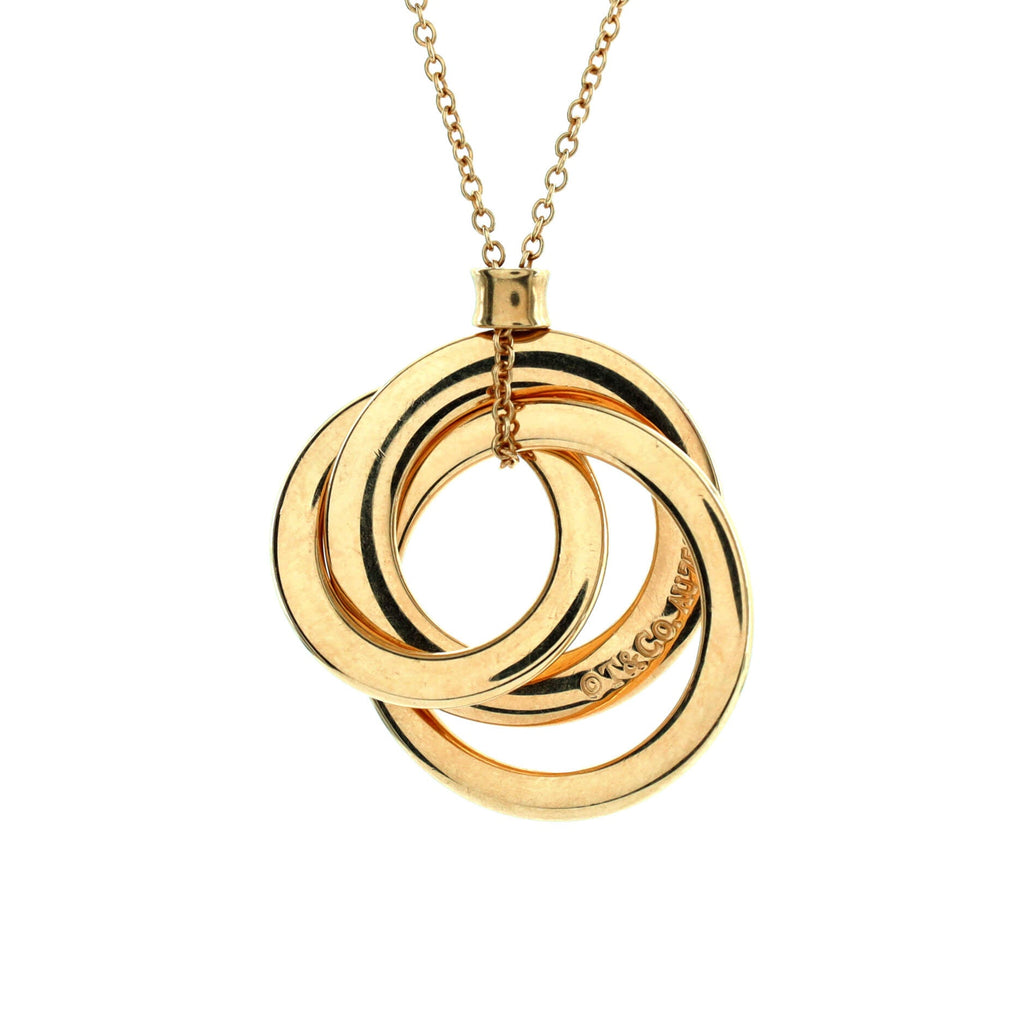 Triple Circle Pendant Necklace 18K Yellow Gold