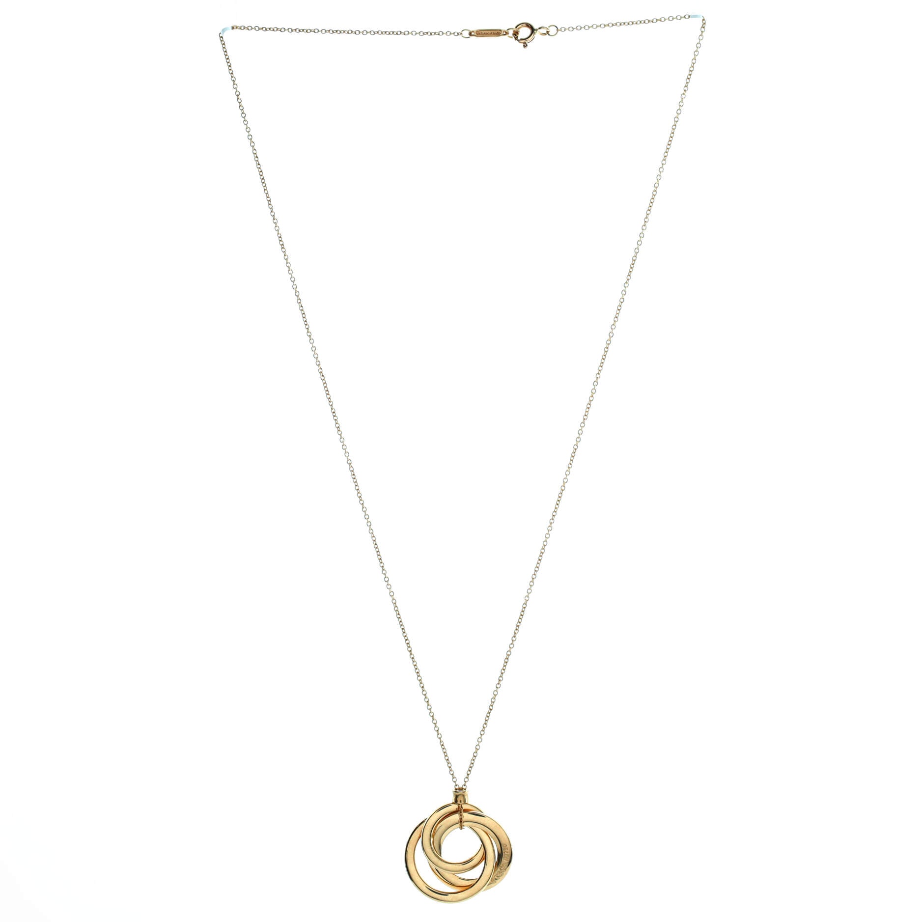 Triple Circle Pendant Necklace 18K Yellow Gold