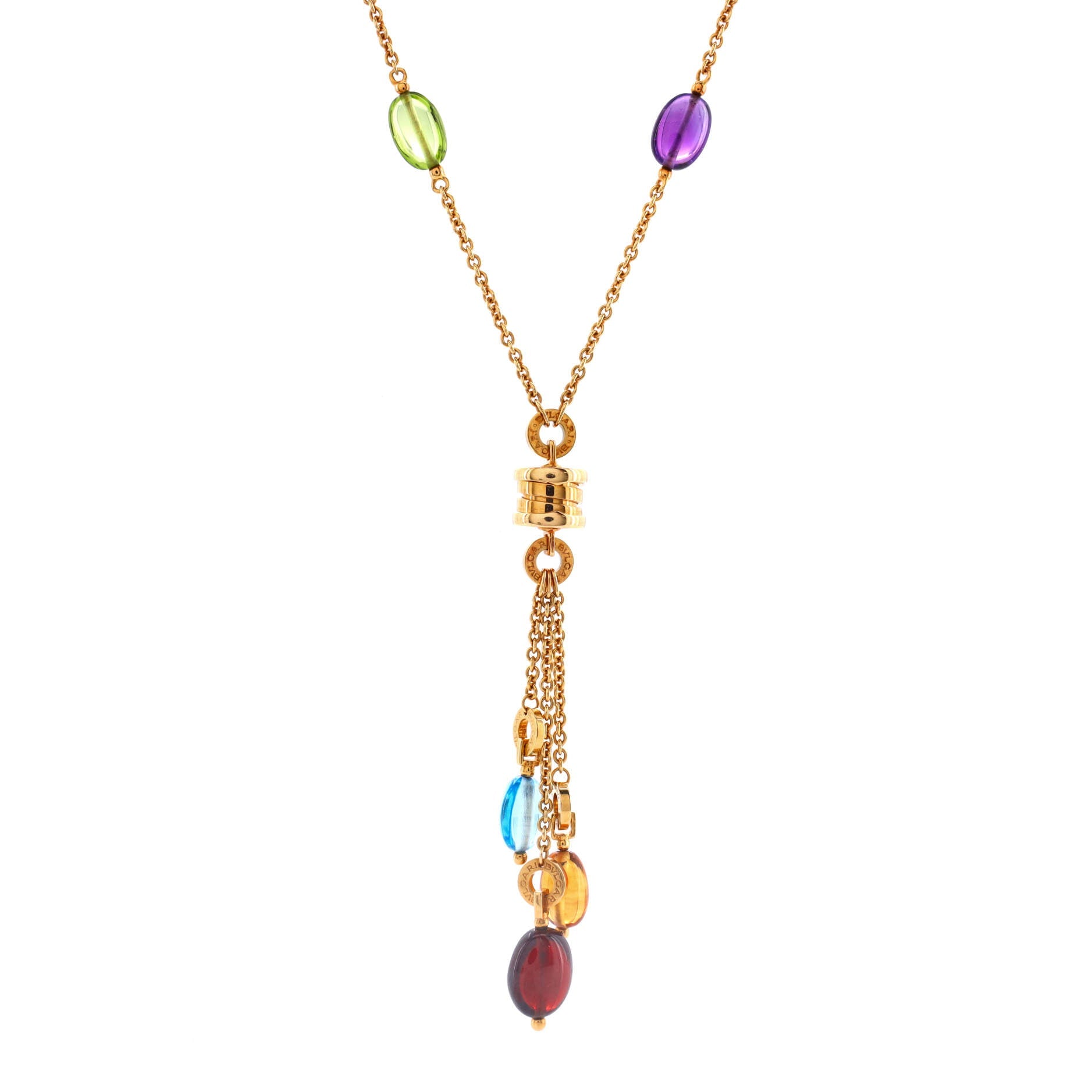 B.Zero1 Lavalier Necklace 18K Yellow Gold with Amethyst, Peridot, Citrine, Garnet, and Blue Topaz