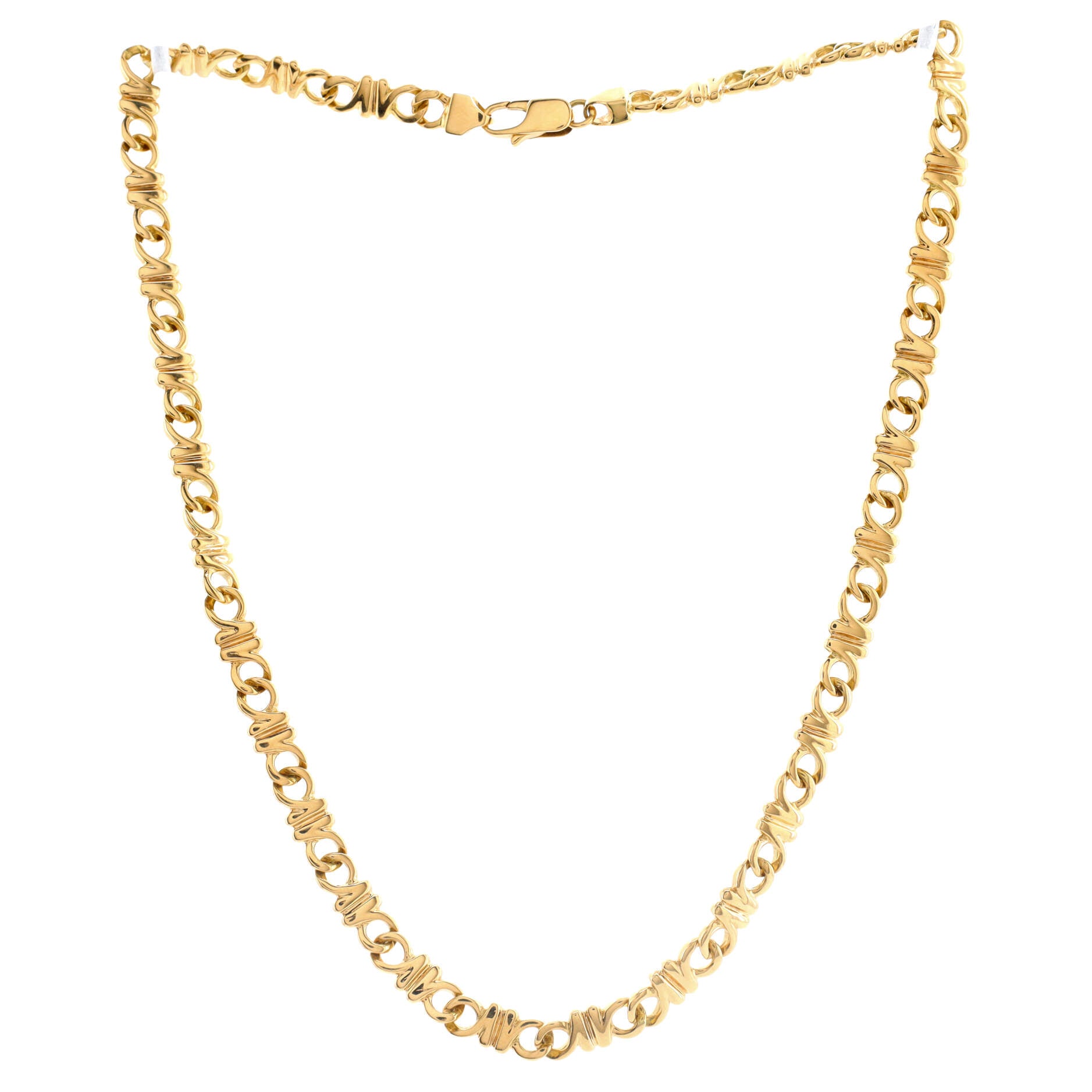 Vintage Classical Chain Link Necklace 18K Yellow Gold