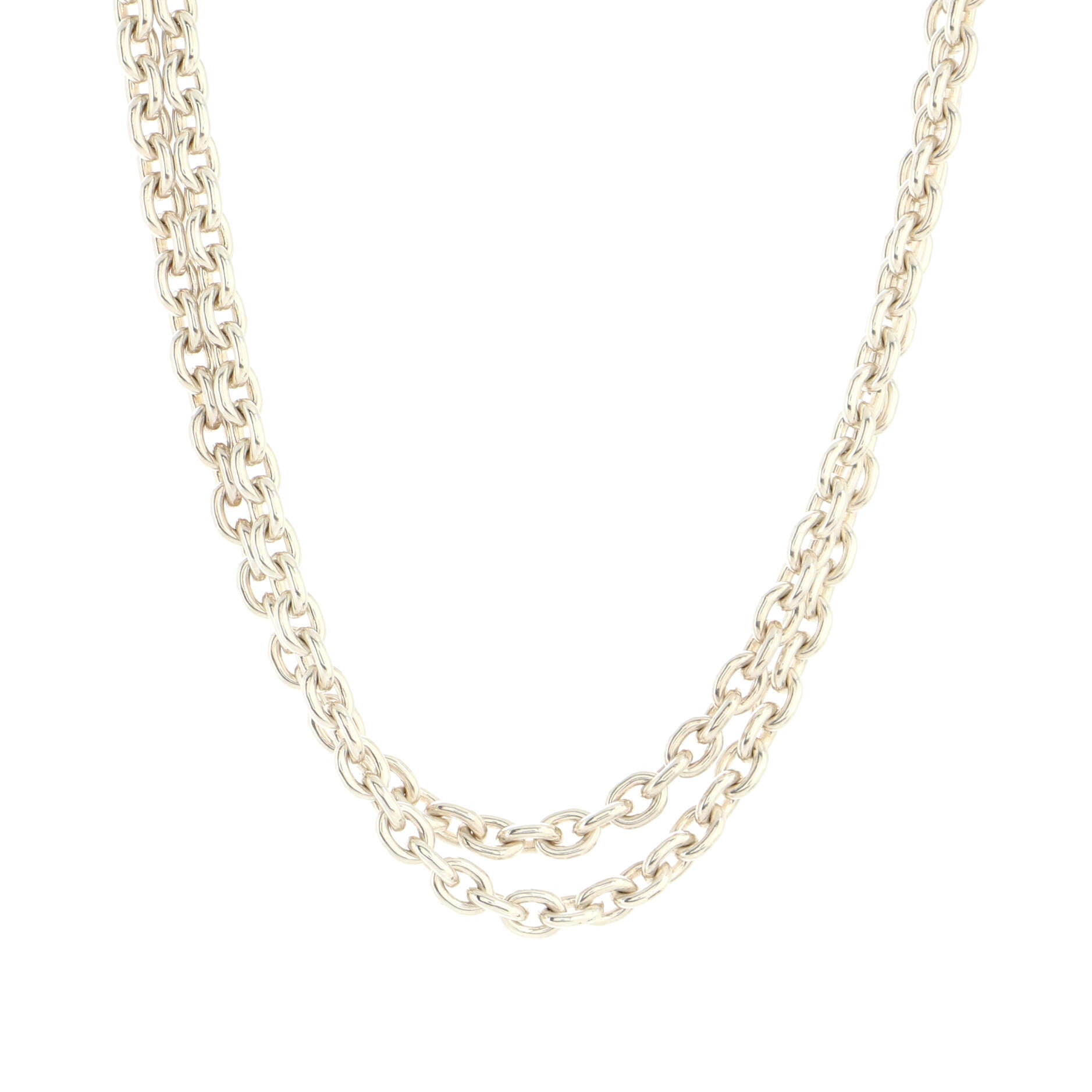 Chaine d'Ancre Chain Link Lariat Necklace Sterling Silver Long