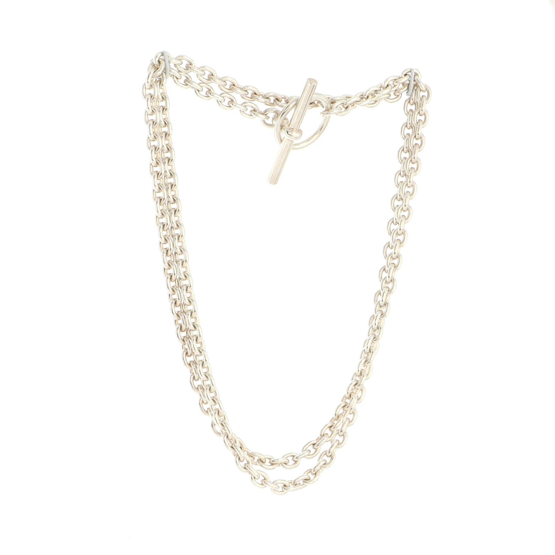 Chaine d'Ancre Chain Link Lariat Necklace Sterling Silver Long