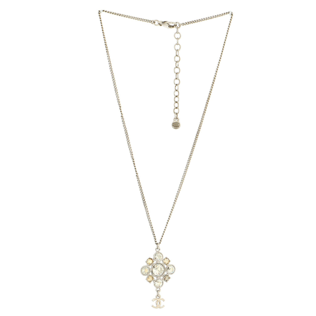 CC Cluster Drop Pendant Necklace Metal with Crystals
