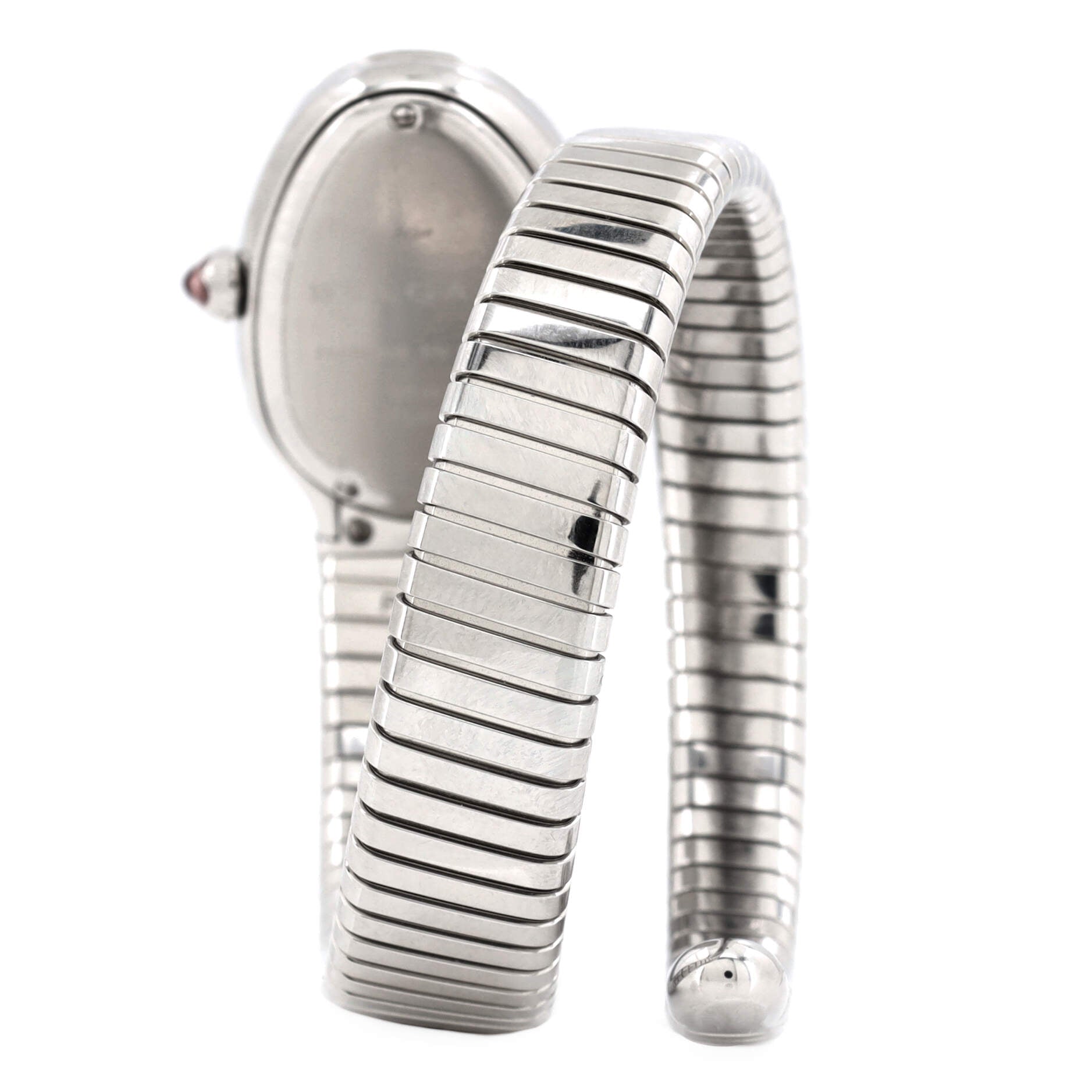 Serpenti Tubogas Single Spiral Quartz Watch Stainless Steel with Diamond Bezel 23