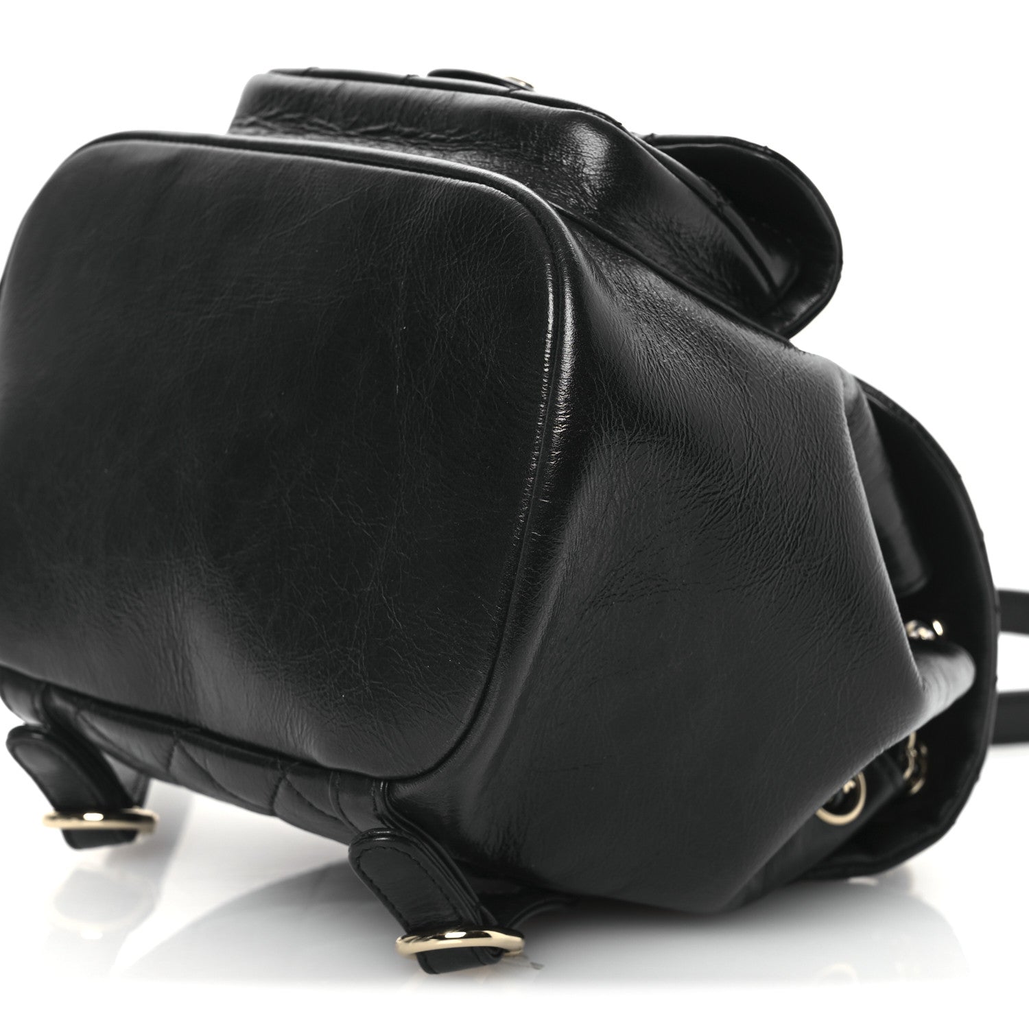 Lambskin Quilted Small Duma Drawstring Backpack Black