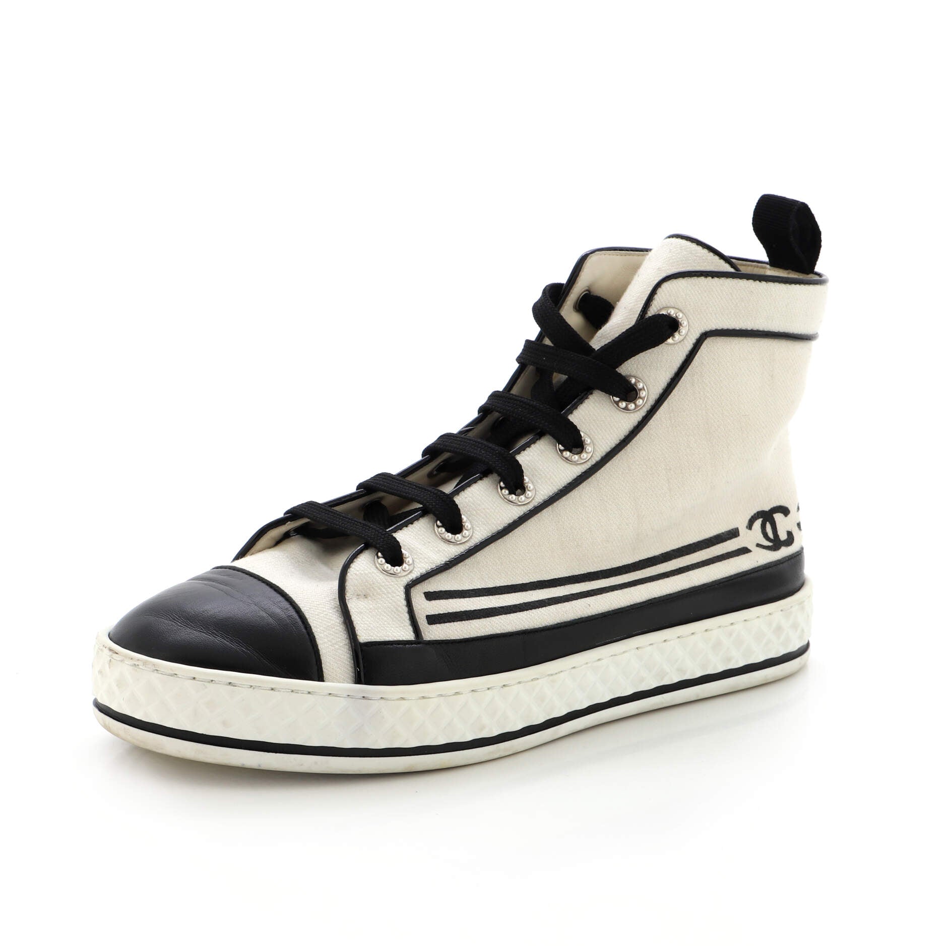 Women's CC Cap Toe High-Top Sneakers Canvas and Leather