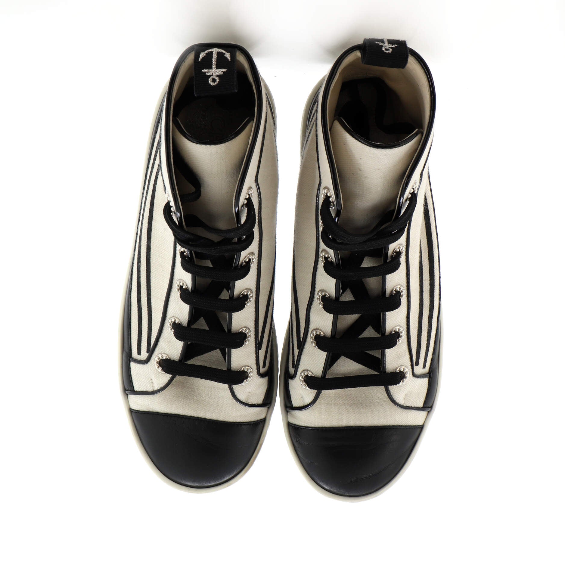 Women's CC Cap Toe High-Top Sneakers Canvas and Leather