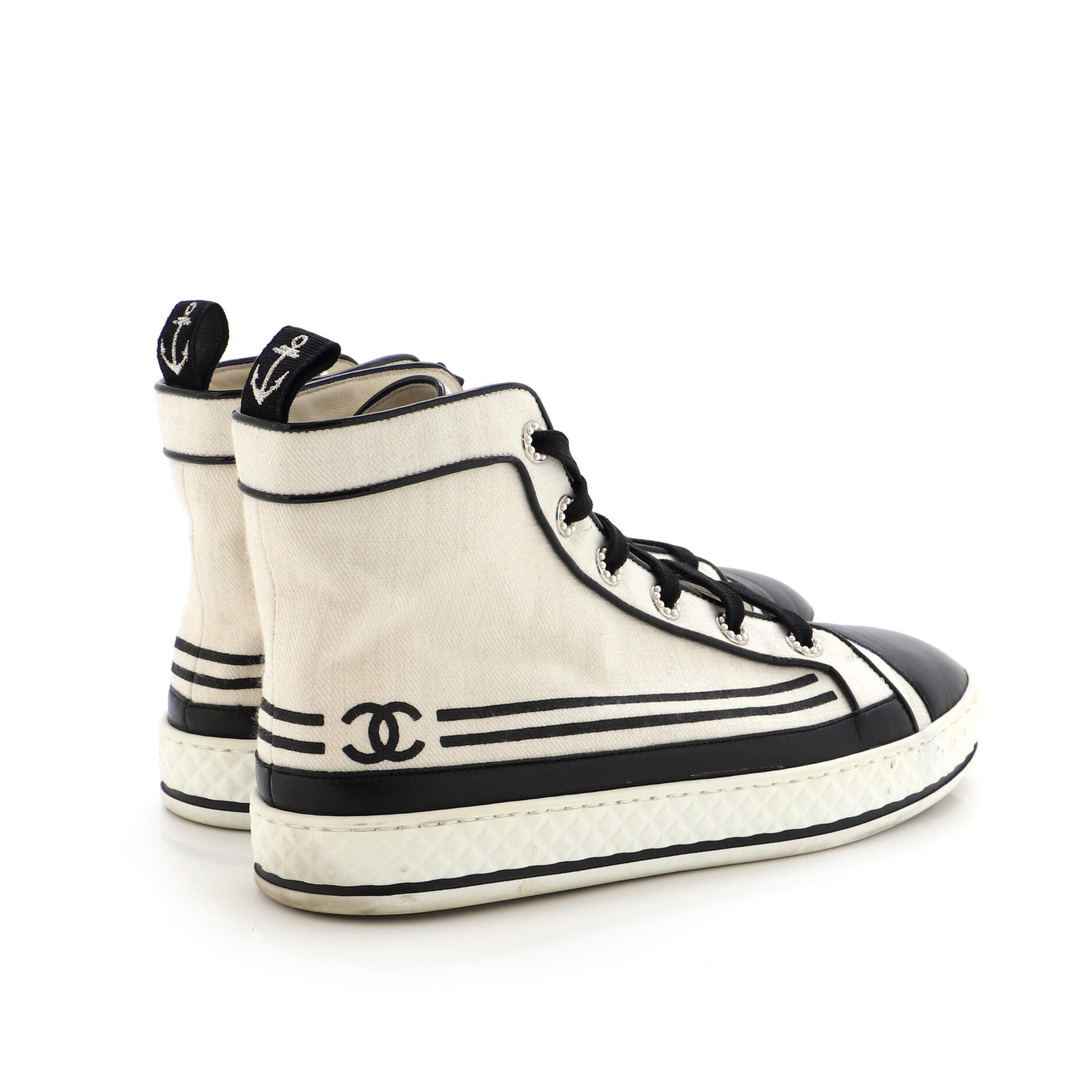 Women's CC Cap Toe High-Top Sneakers Canvas and Leather