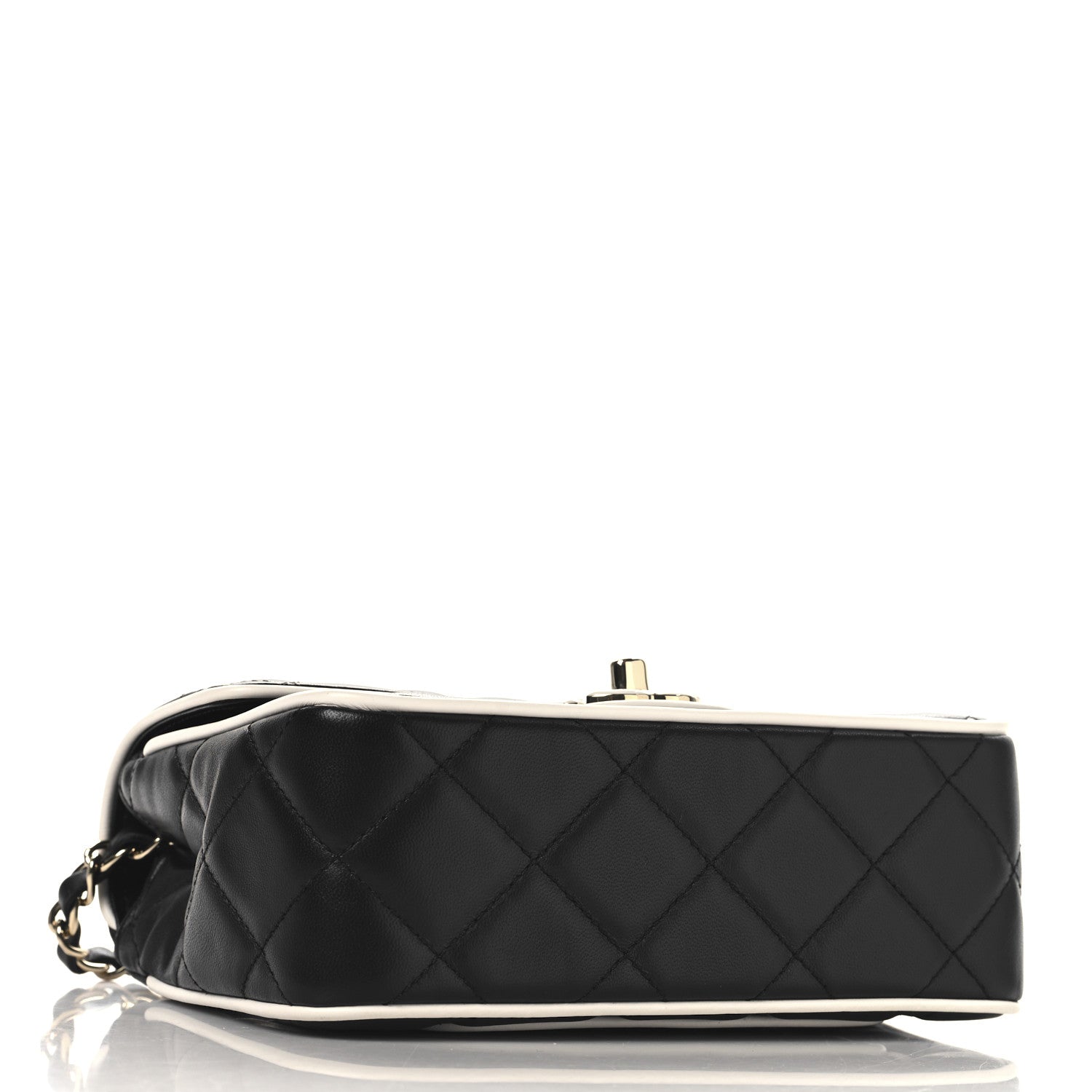 Lambskin Quilted Resin CC Mini Flap Bag Black White