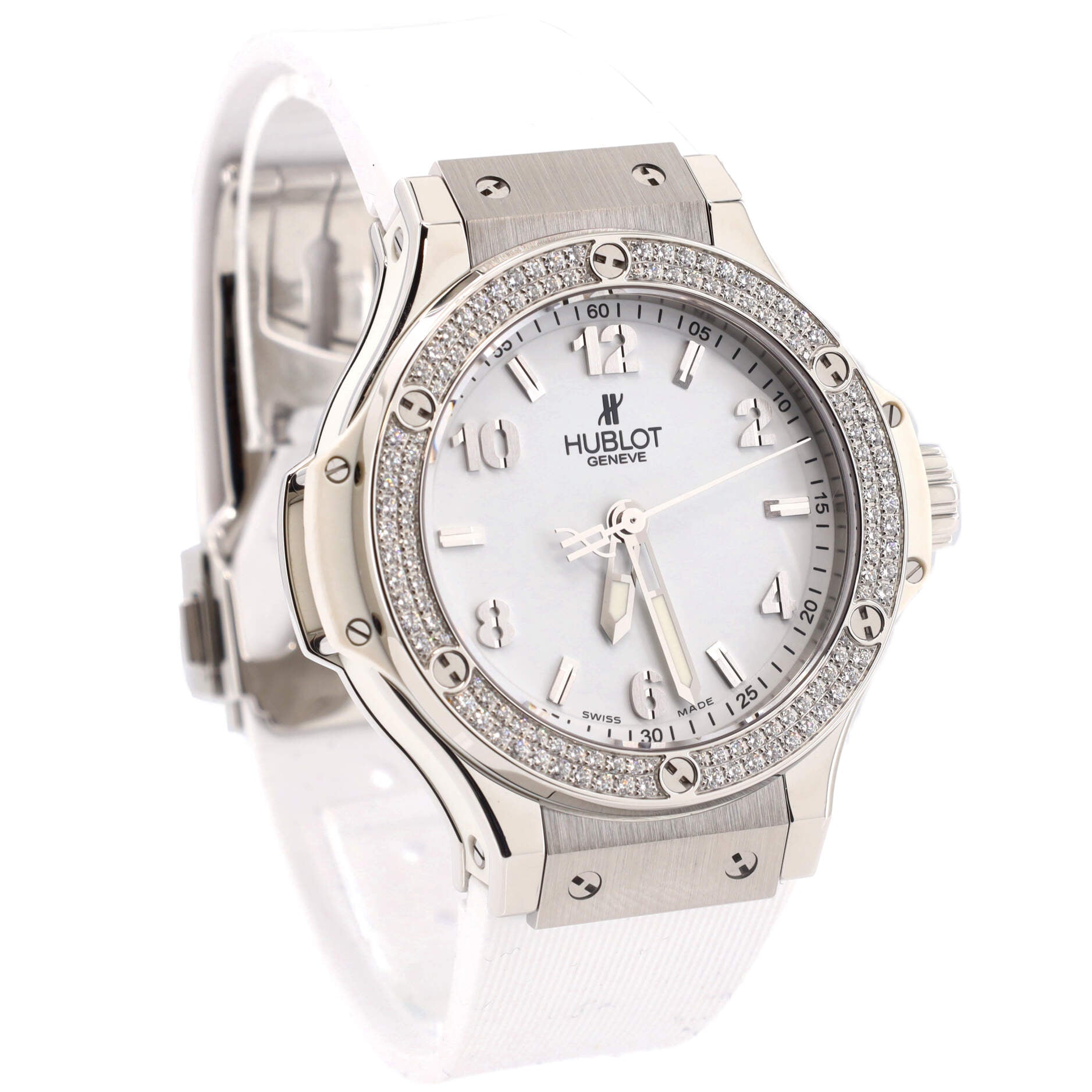Big Bang Quartz Watch Stainless Steel and Rubber with Diamond Bezel 38
