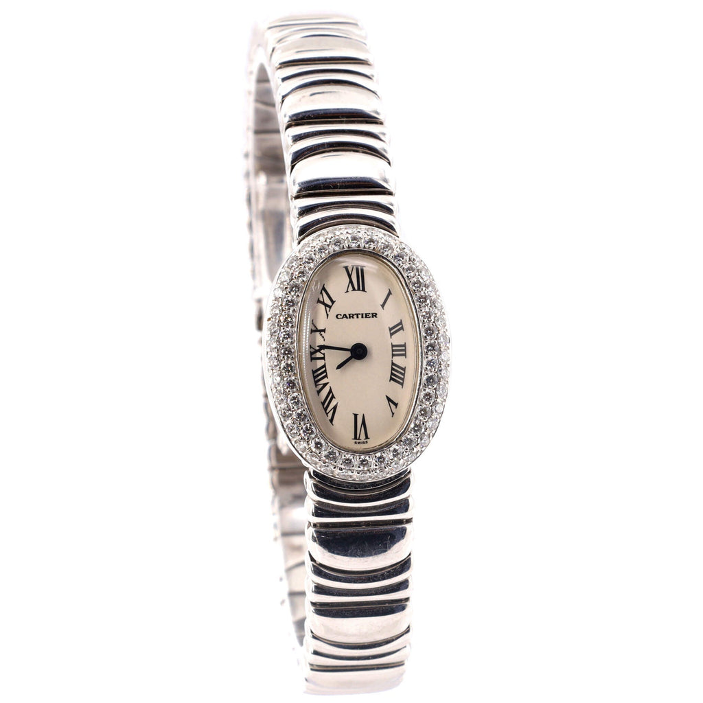 Baignoire Quartz Watch White Gold with Diamond Bezel 18