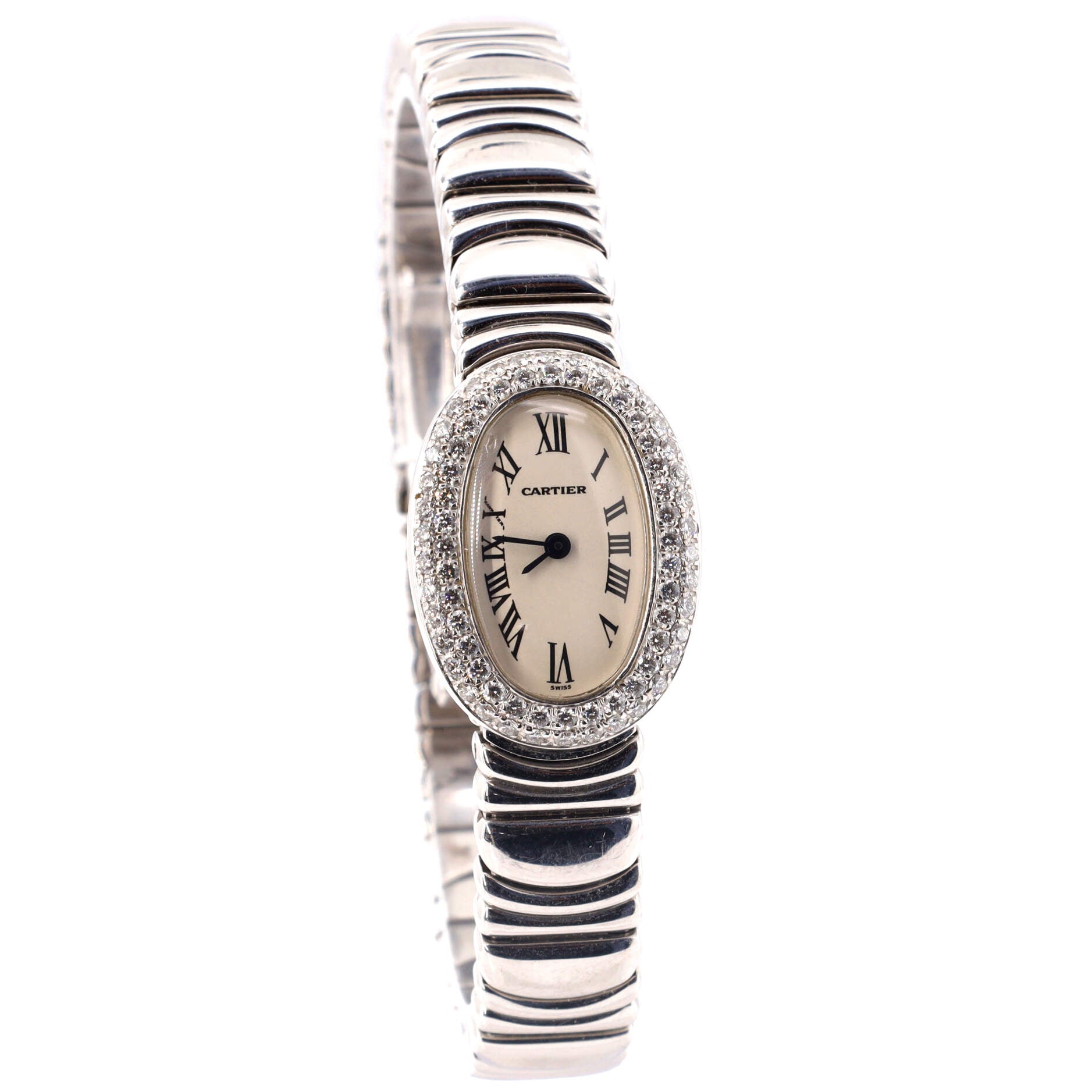 Baignoire Quartz Watch White Gold with Diamond Bezel 18
