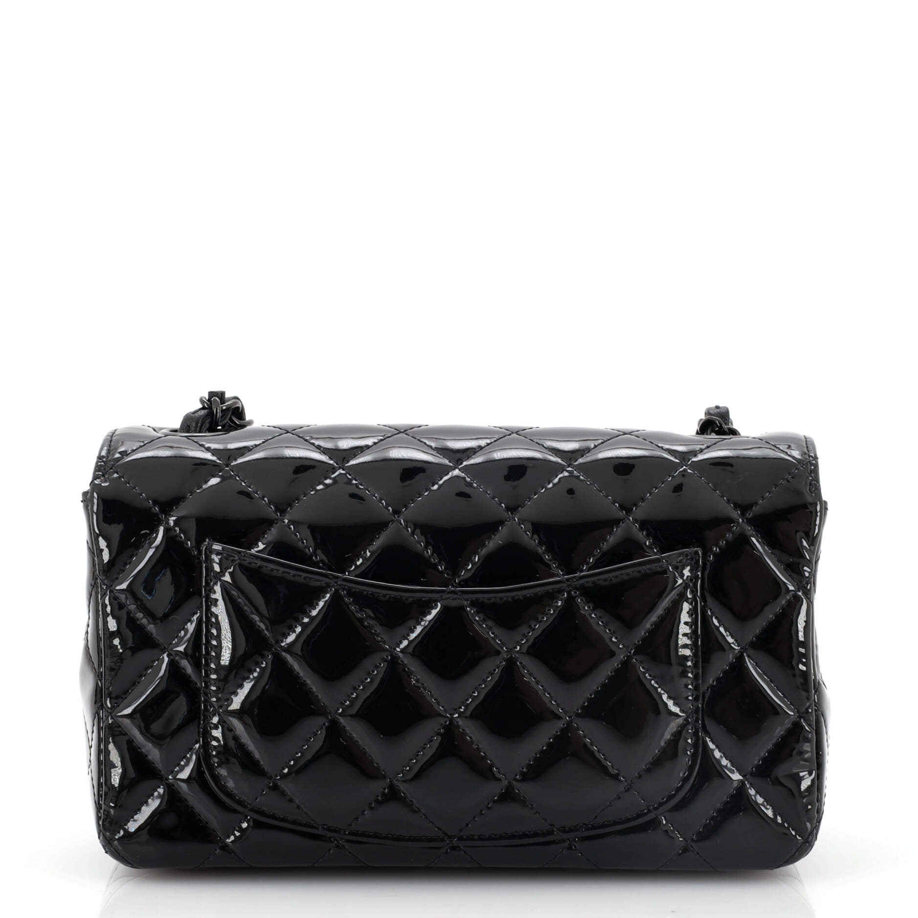 So Black Classic Single Flap Bag Quilted Patent Mini