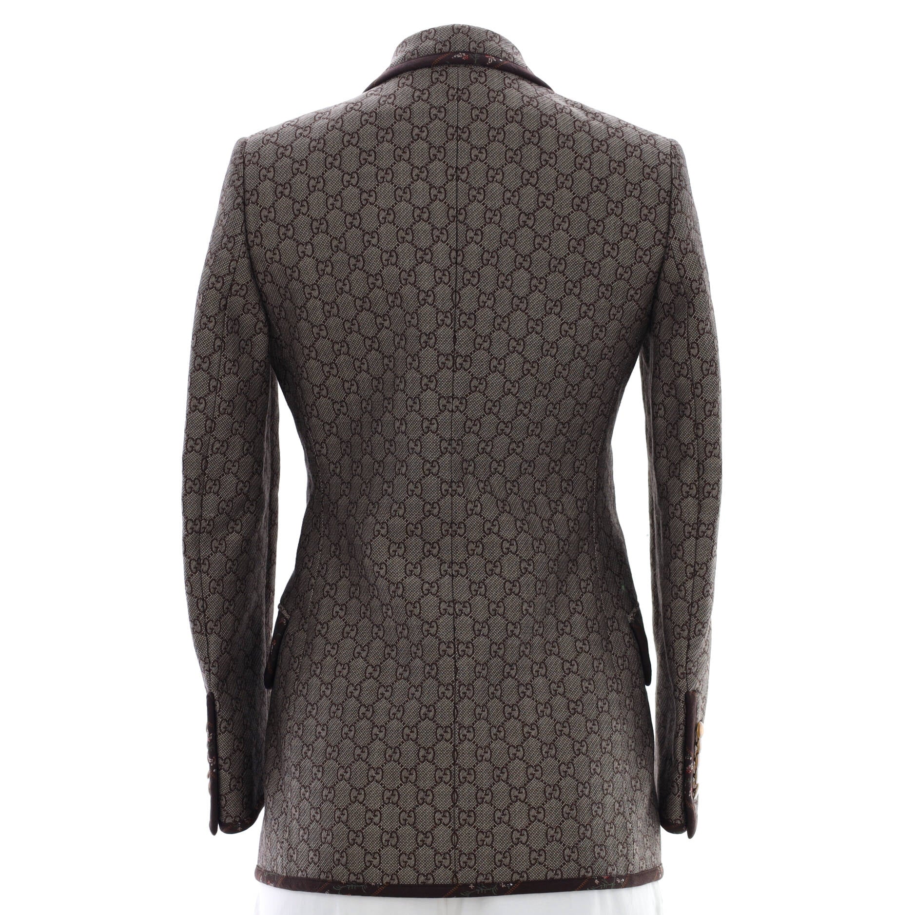 Women's Single Button Blazer GG Wool and Cotton Blend