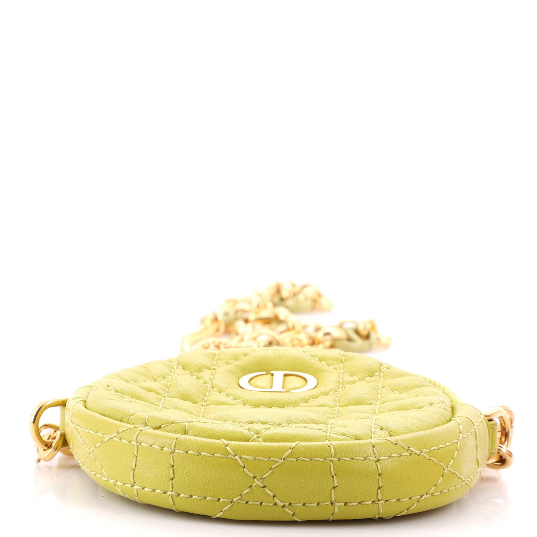 Caro Round Pouch with Chain Cannage Quilt Leather Mini