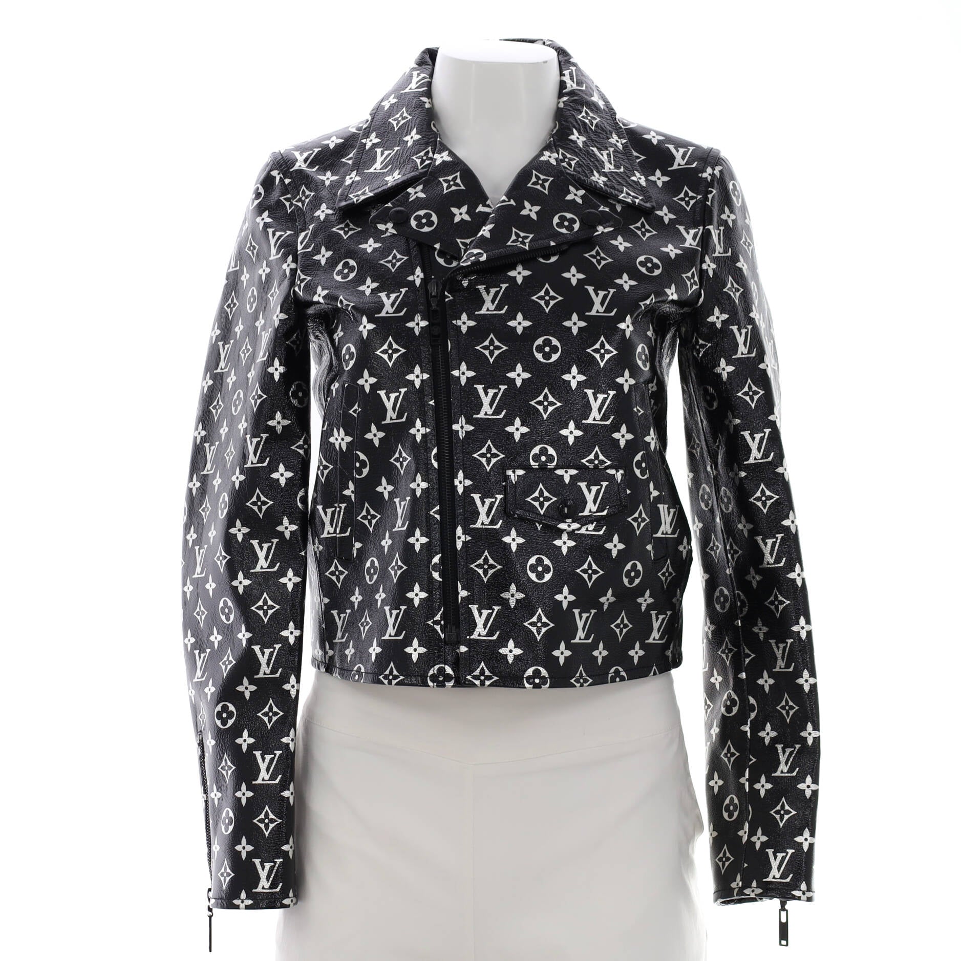 Women's Biker Jacket Monogram Printed Leather