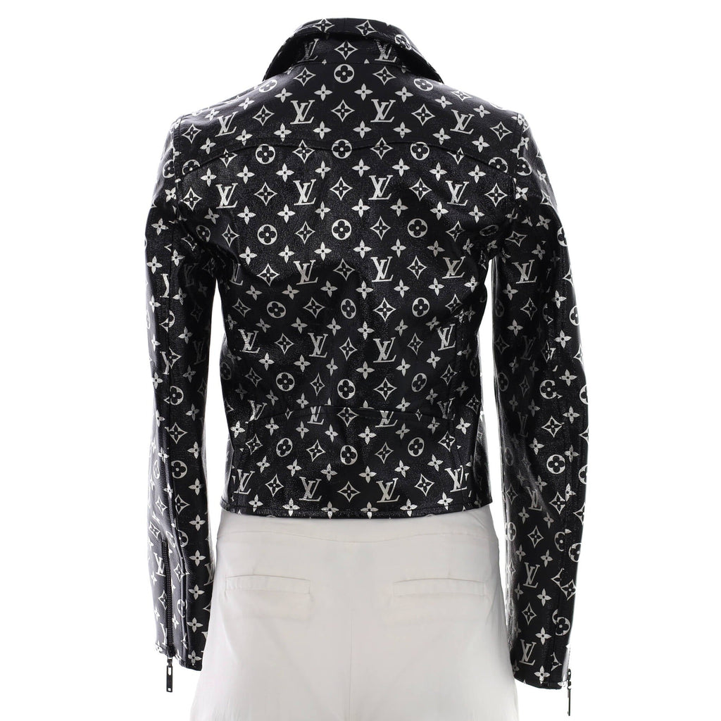 Women's Biker Jacket Monogram Printed Leather