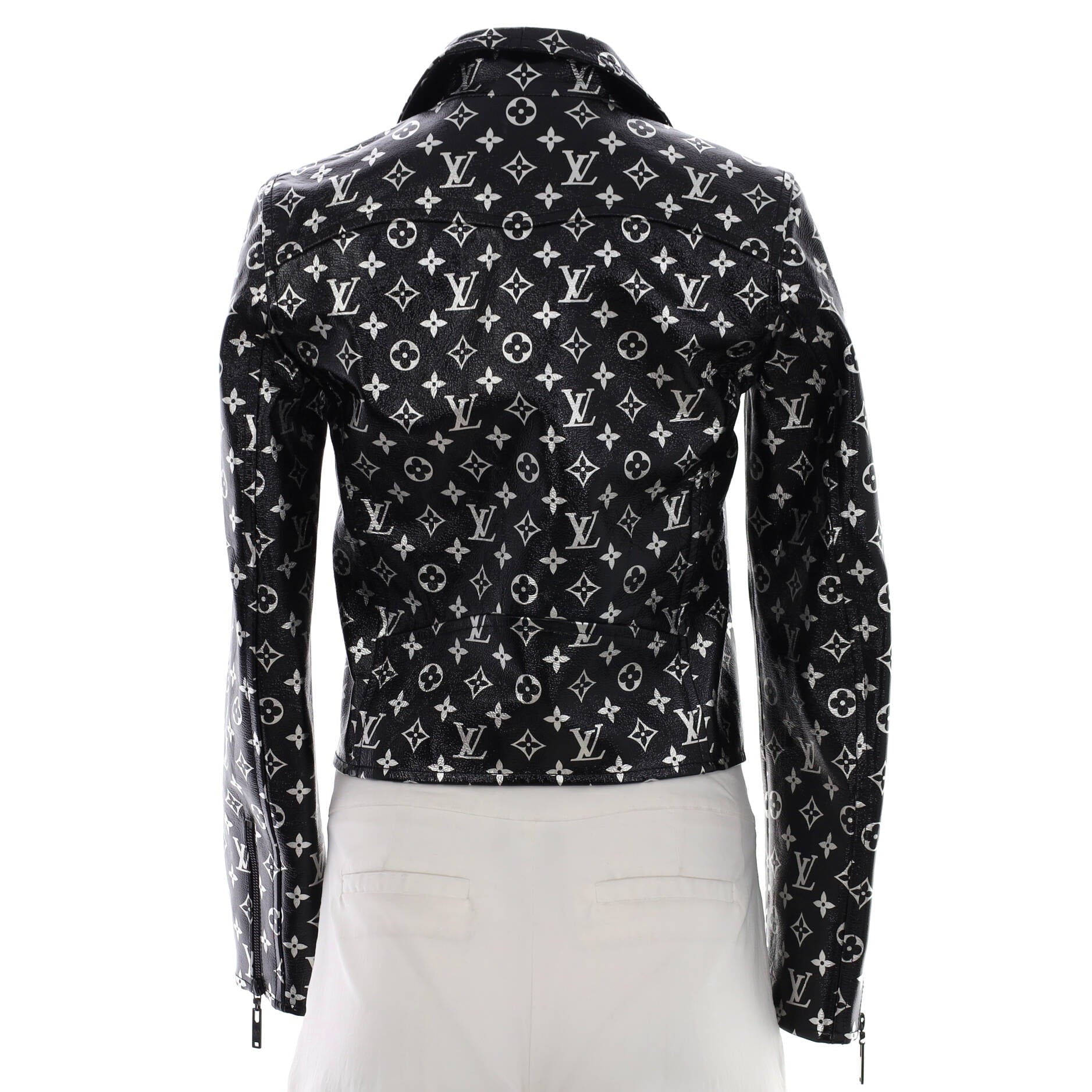 Women's Biker Jacket Monogram Printed Leather