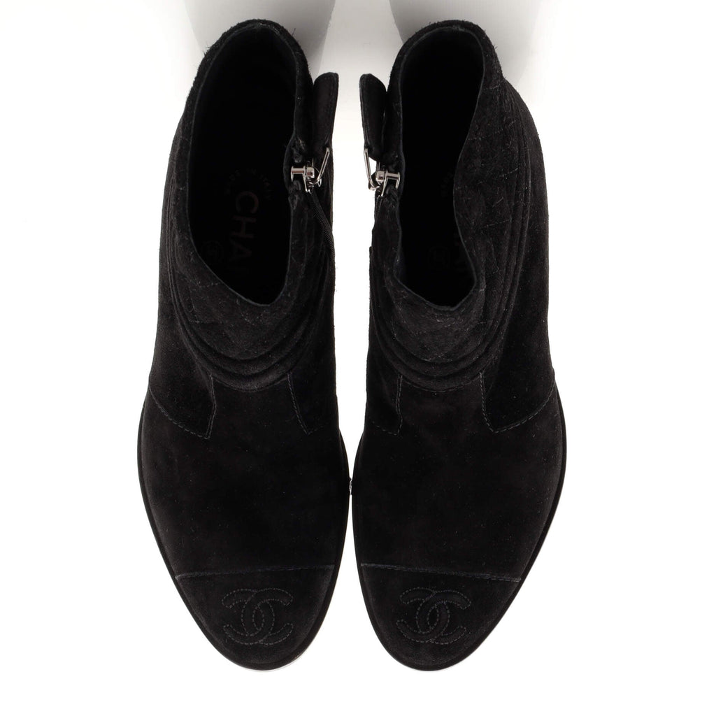 Women's CC Cap Toe Heeled Ankle Boots Suede