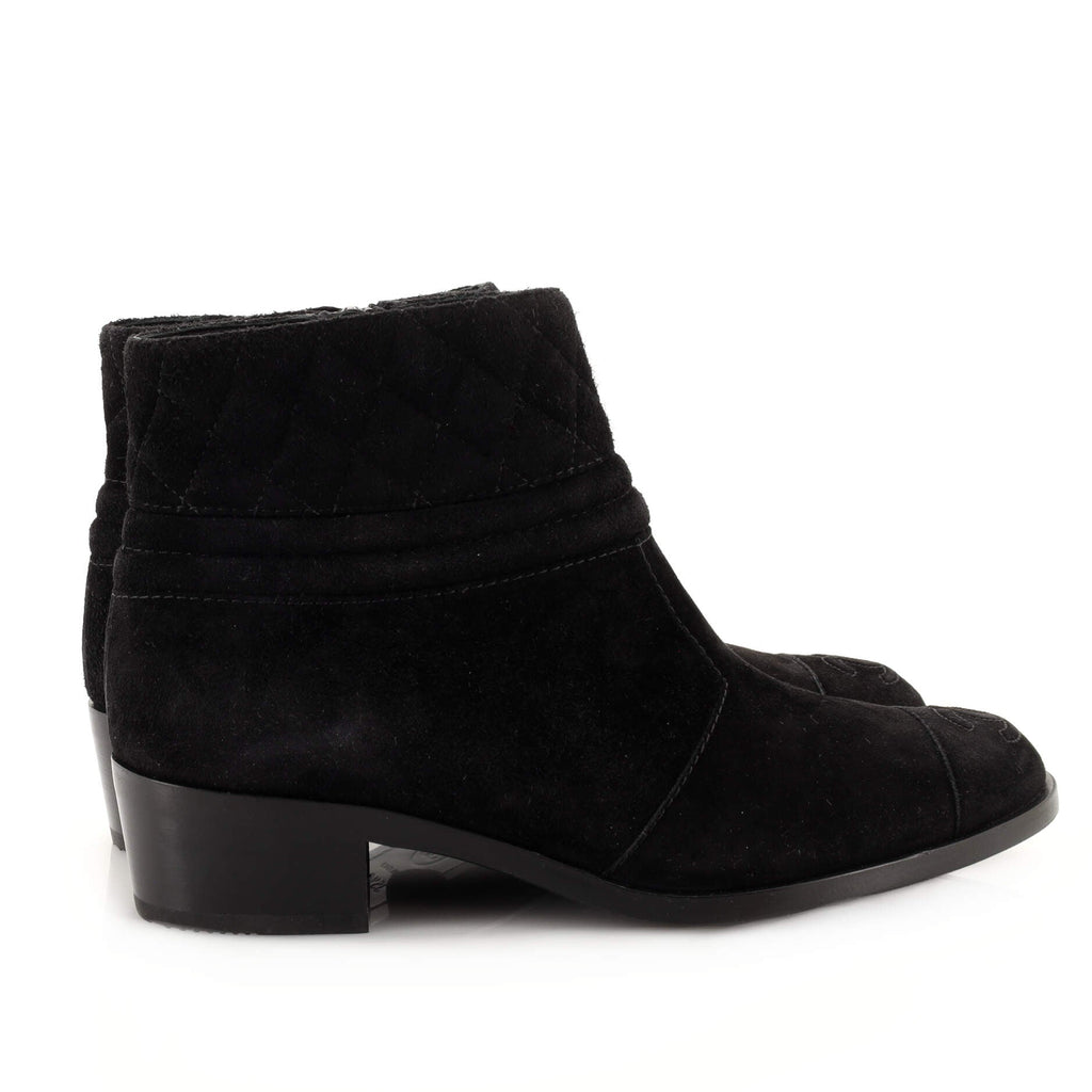 Women's CC Cap Toe Heeled Ankle Boots Suede
