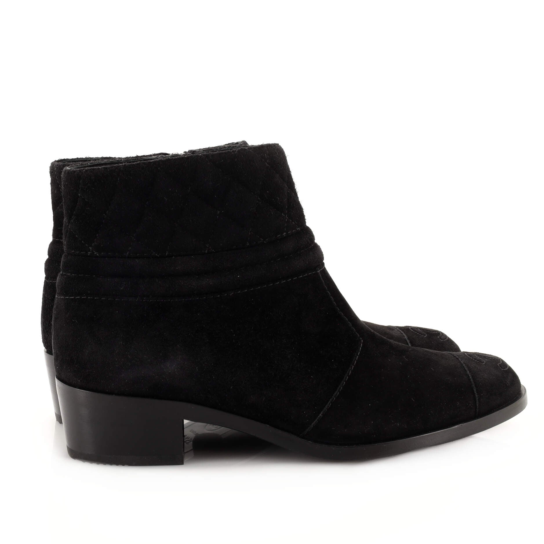 Women's CC Cap Toe Heeled Ankle Boots Suede