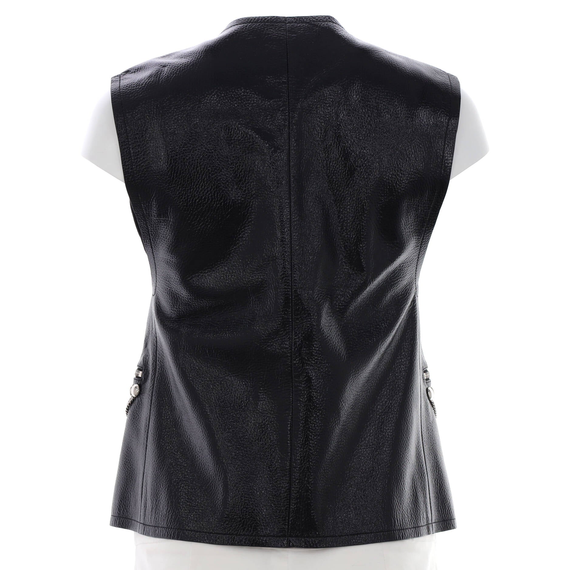 Women's Zip Up Gilet Vest Studded Leather