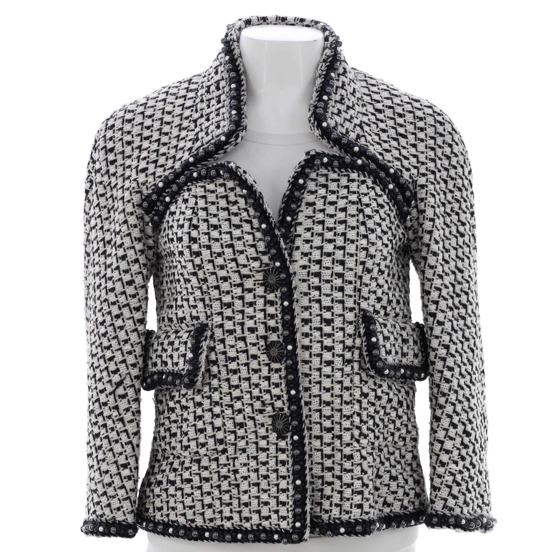 Women's Paris-Rome Fantasy Faux Pearl Detail Blazer Tweed