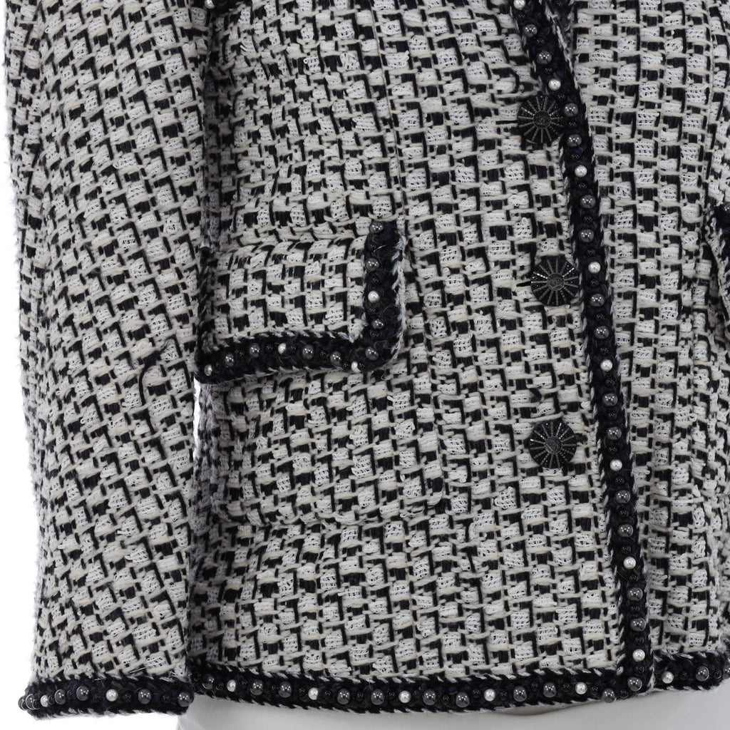 Women's Paris-Rome Fantasy Faux Pearl Detail Blazer Tweed