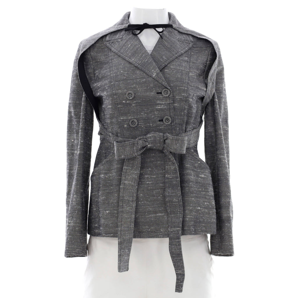 Women's Belted Convertible Coat Printed Cotton Blend