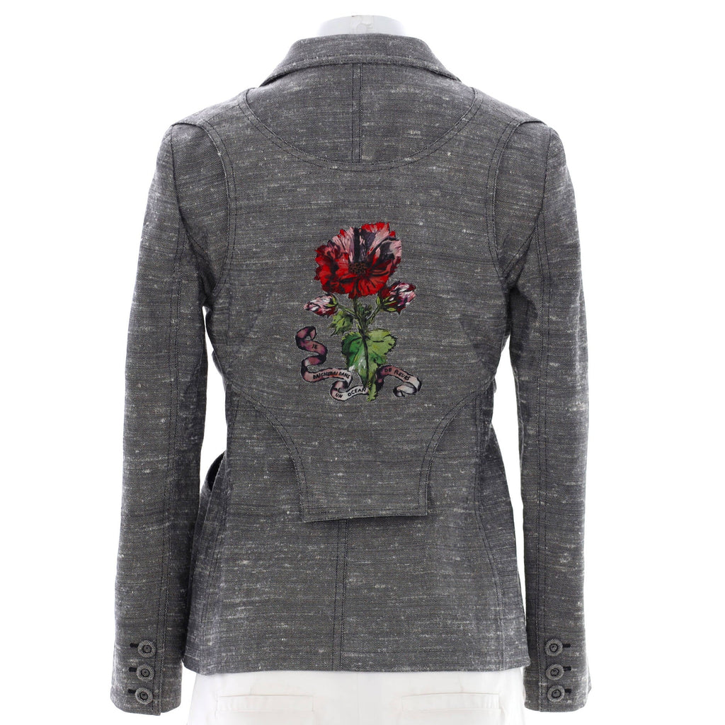 Women's Belted Convertible Coat Printed Cotton Blend