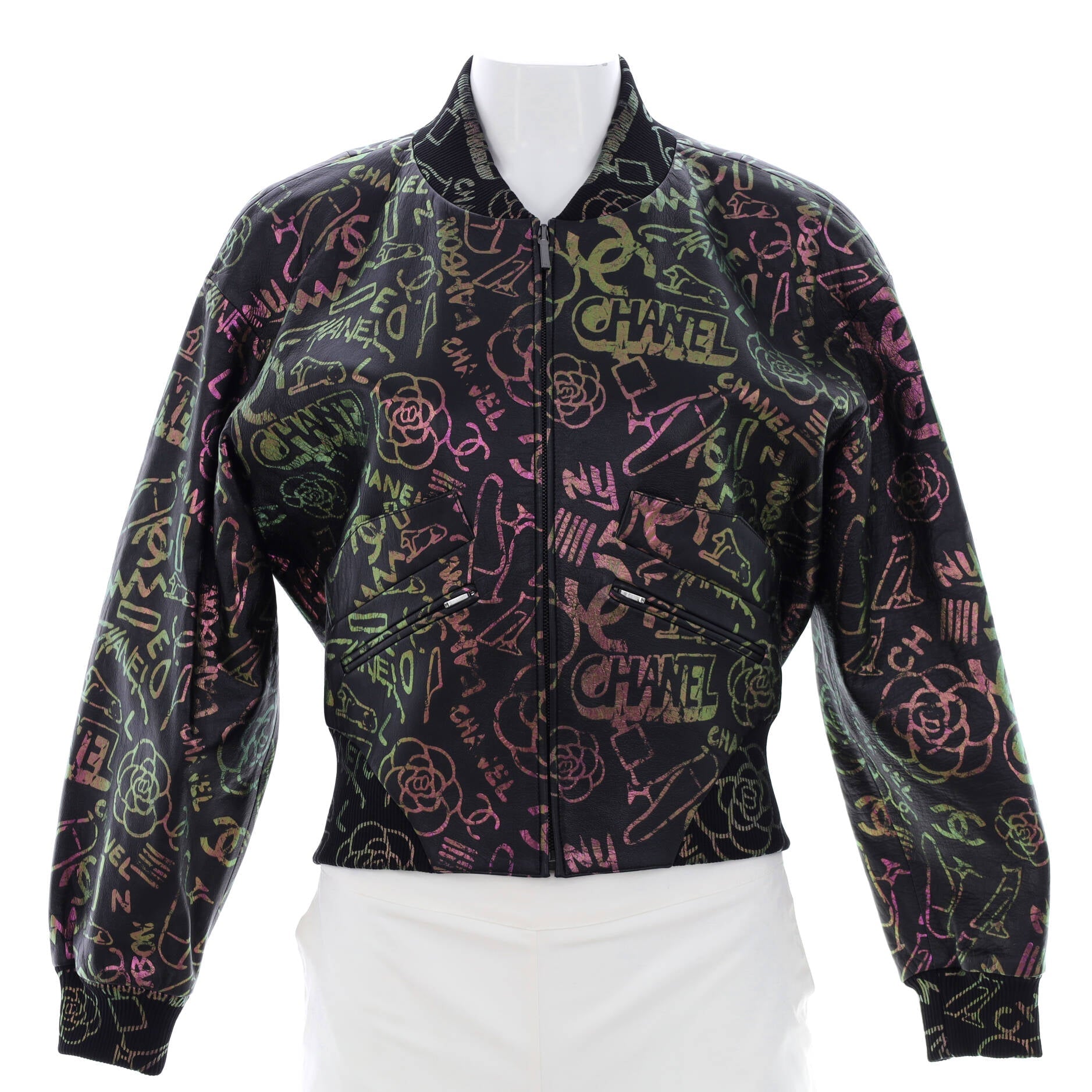 Women's Paris-New York Graffiti Jacket Printed Leather