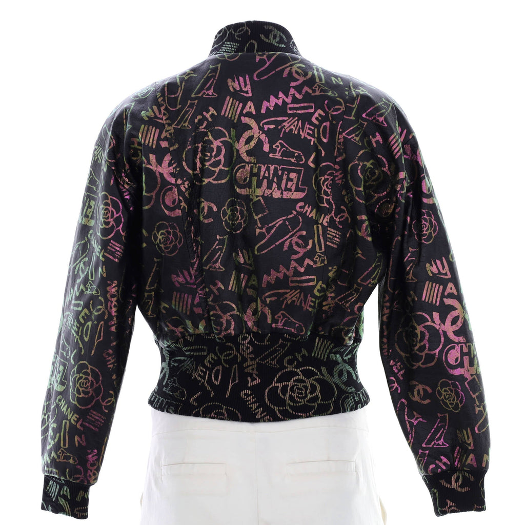 Women's Paris-New York Graffiti Jacket Printed Leather